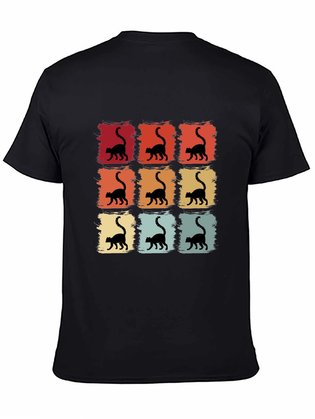 Black Retro Cat Silhouette T-Shirt view 4