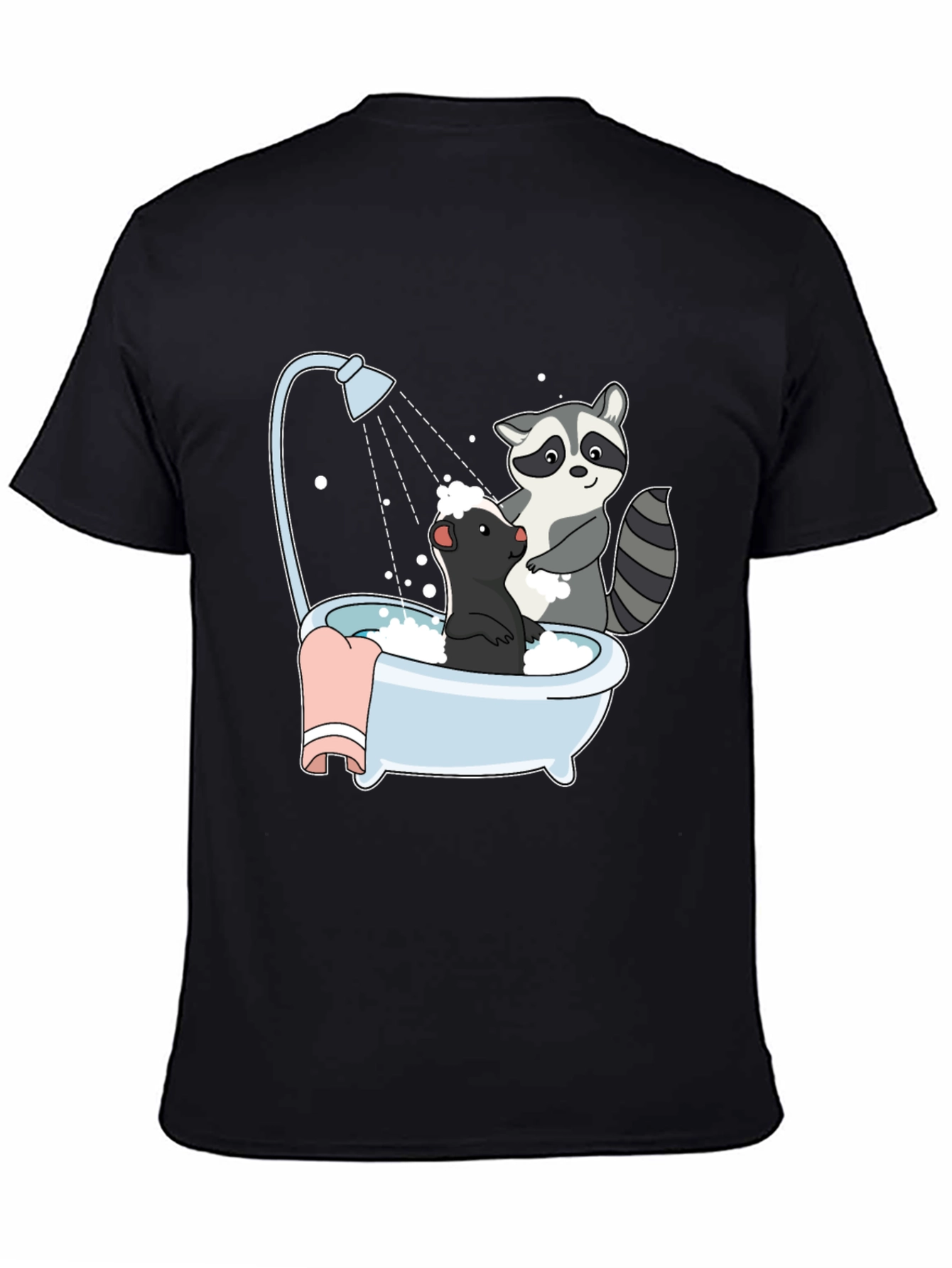 Black Raccoon and Skunk Bathtub Graphic Tee view 4