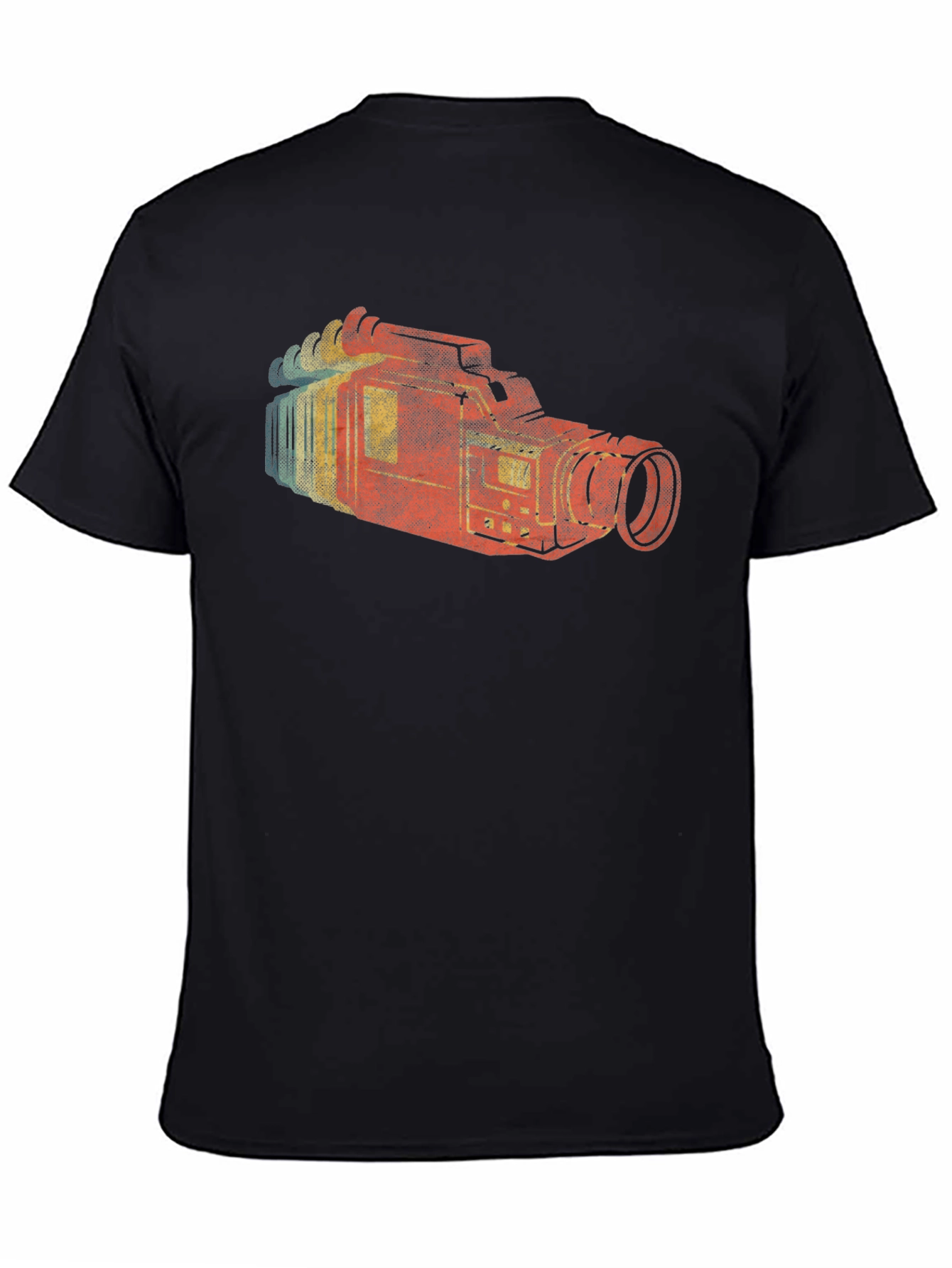 Black Retro Camcorder Graphic Tee - Vintage Style Camera Shirt view 4