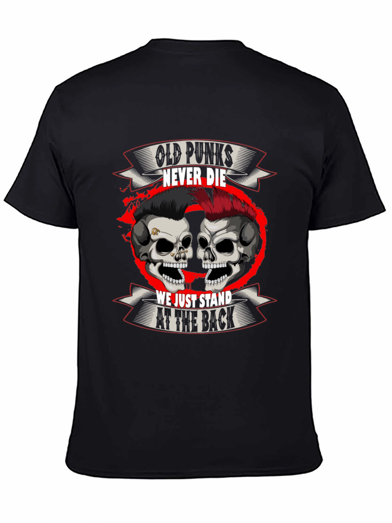 Black Old Punks Never Die T-Shirt view 4