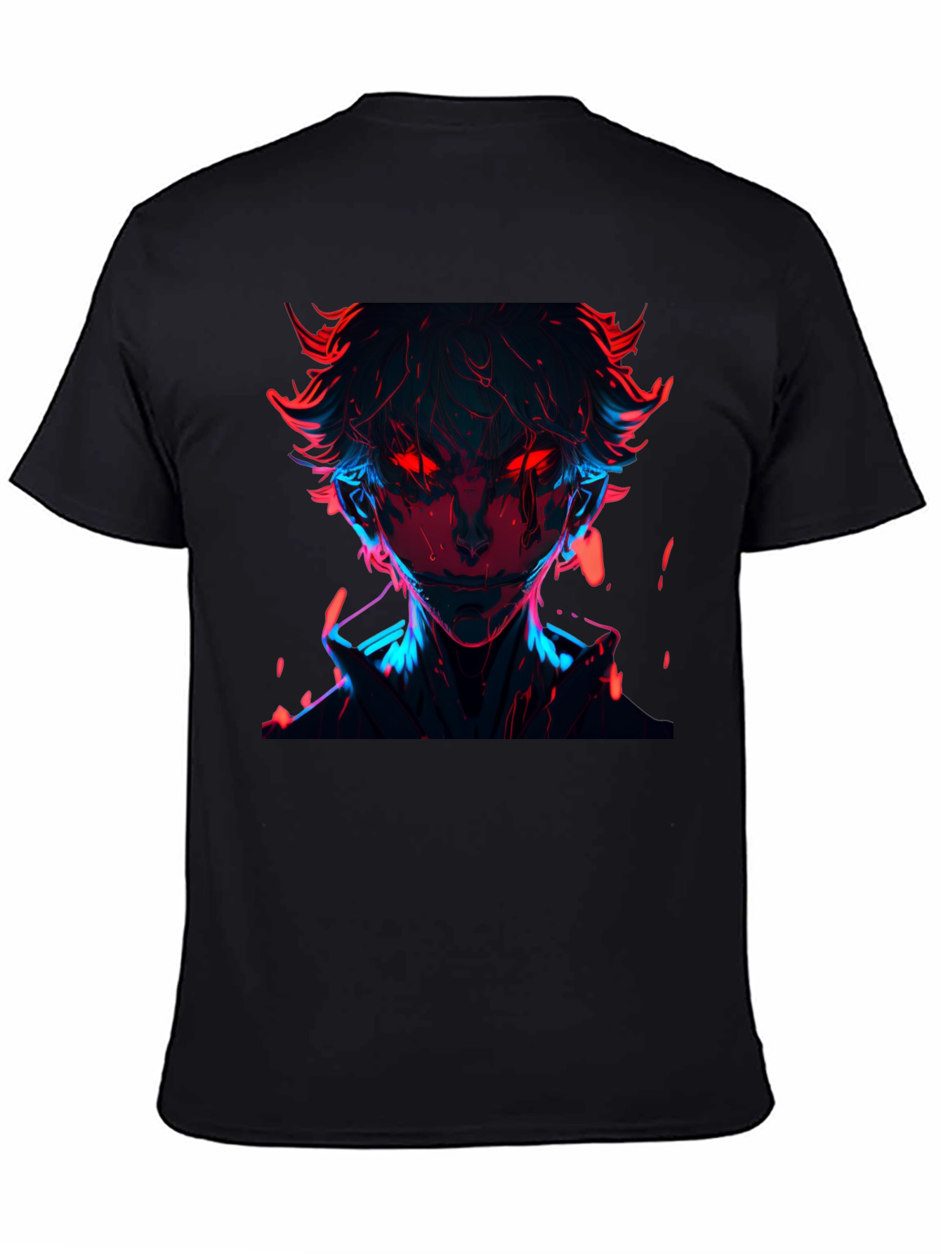 Black Neon Anime Graphic T-Shirt - Cool Streetwear Tee view 4