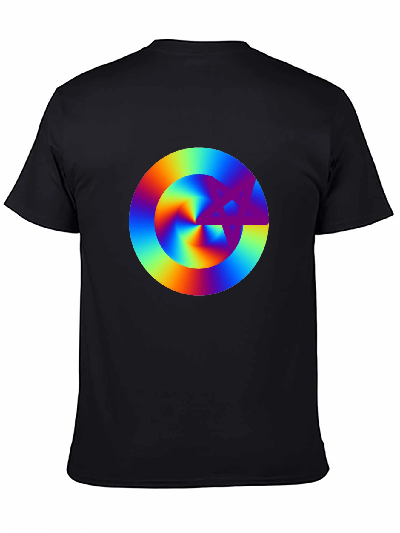 Black Rainbow Starburst Graphic Black T-Shirt view 4
