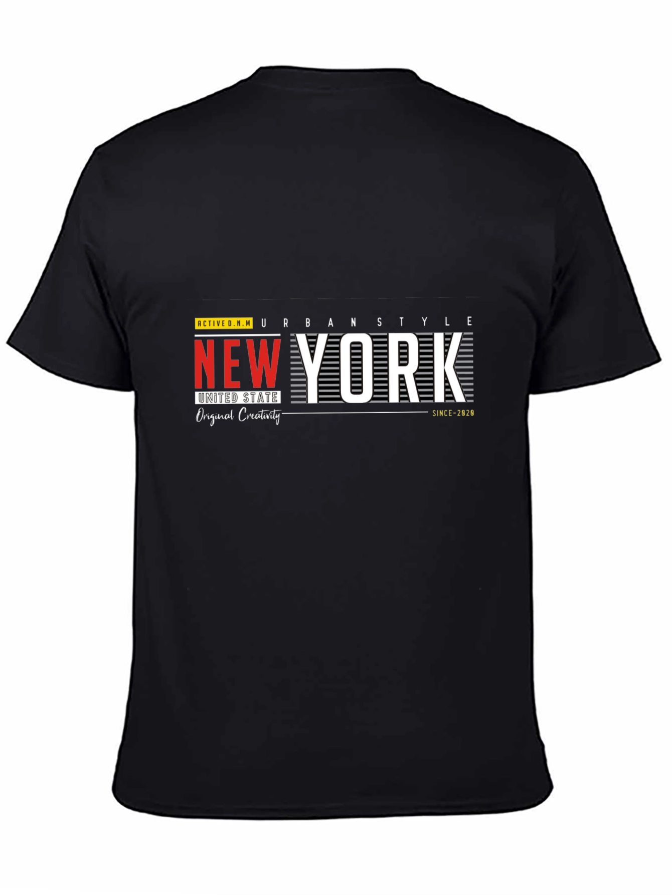 Black New York Urban Style Graphic Print T-Shirt view 4
