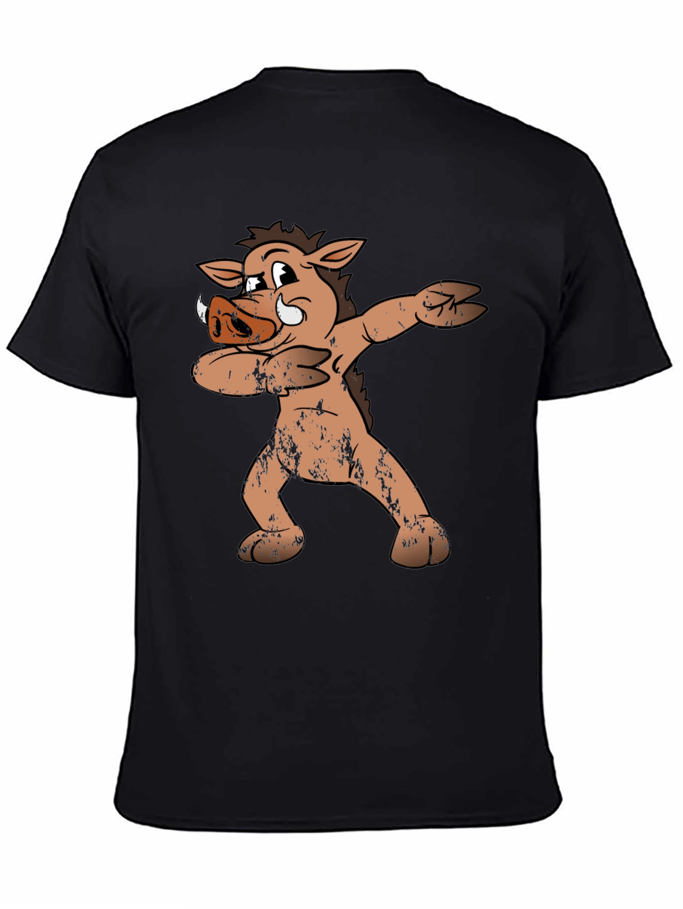 Black Dabbing Boar Graphic Tee - Funny Cartoon Pig T-Shirt view 4