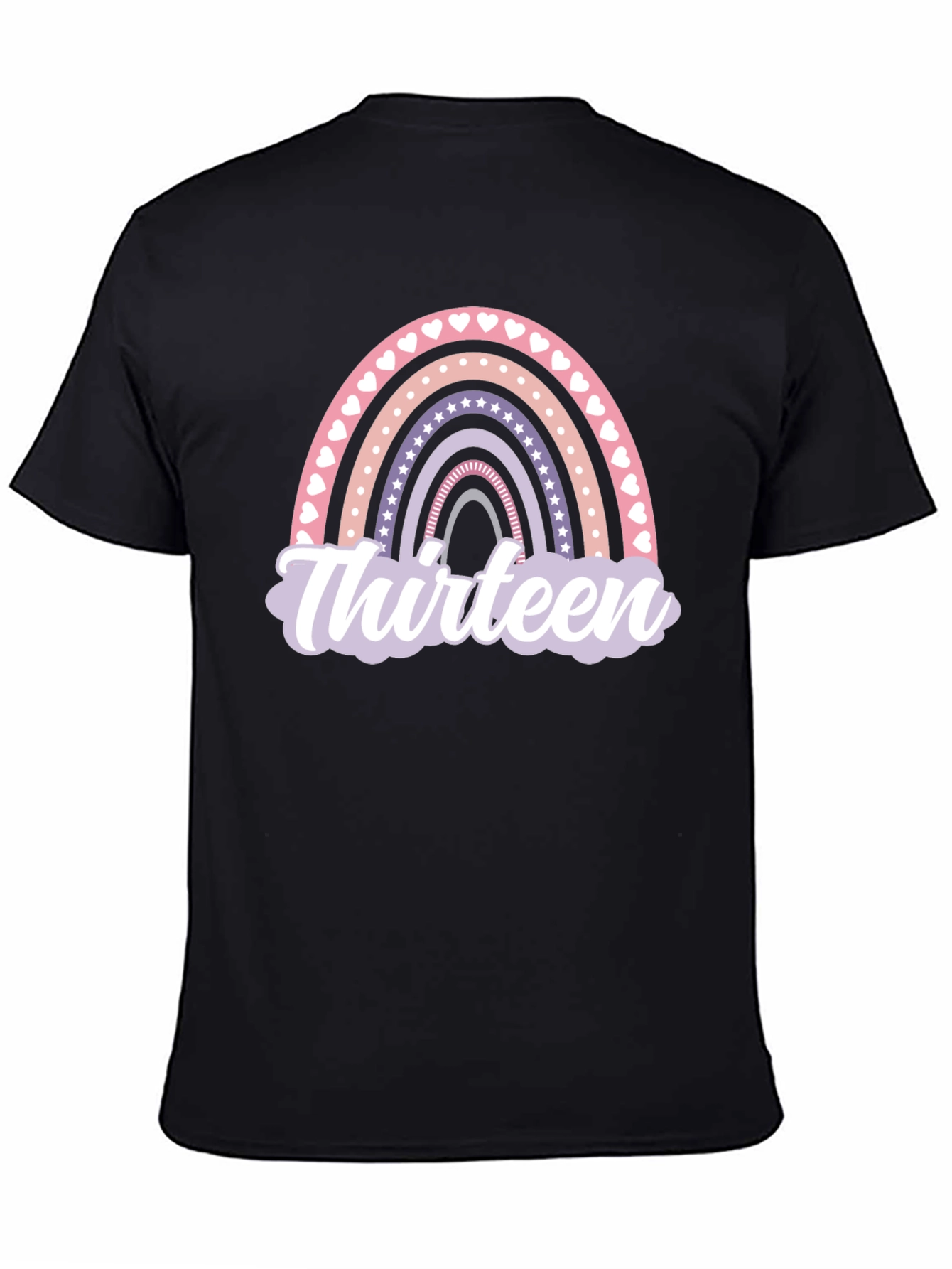 Black Thirteen Rainbow Birthday T-Shirt view 4