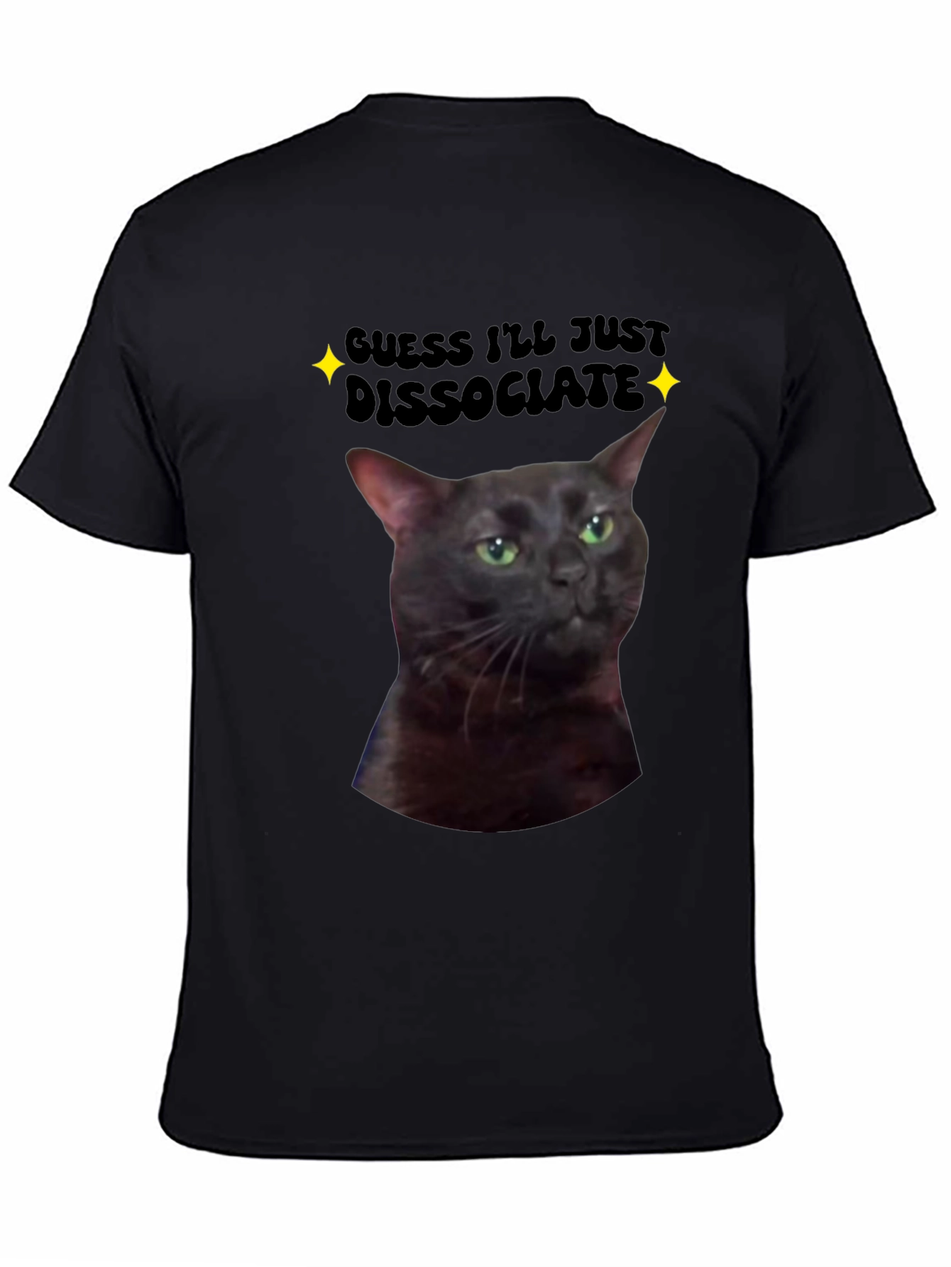 Black Dissociate Cat T-Shirt view 4