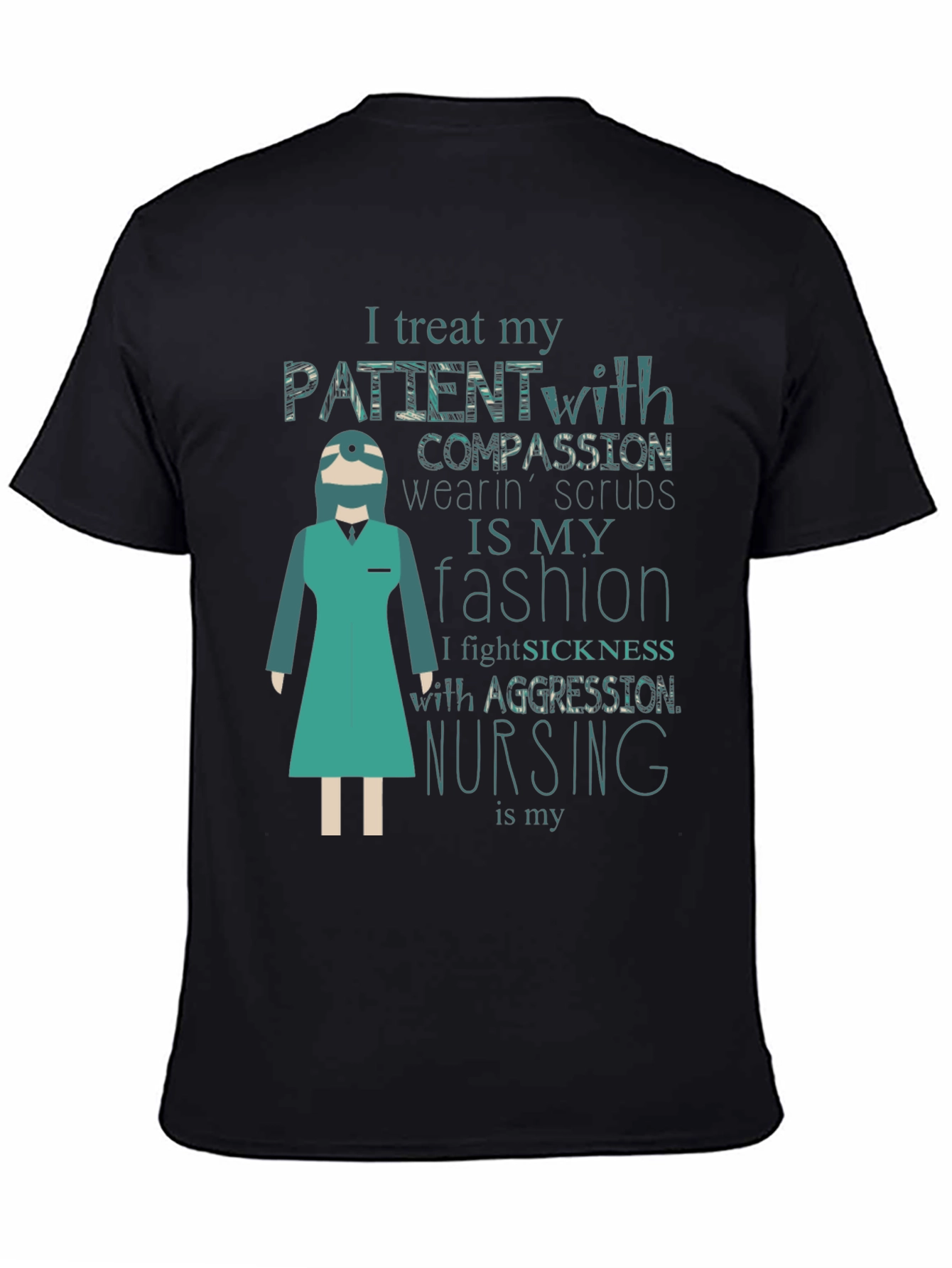 Black Nurse Fashion T-Shirt - Treat Patients with Compassion view 4