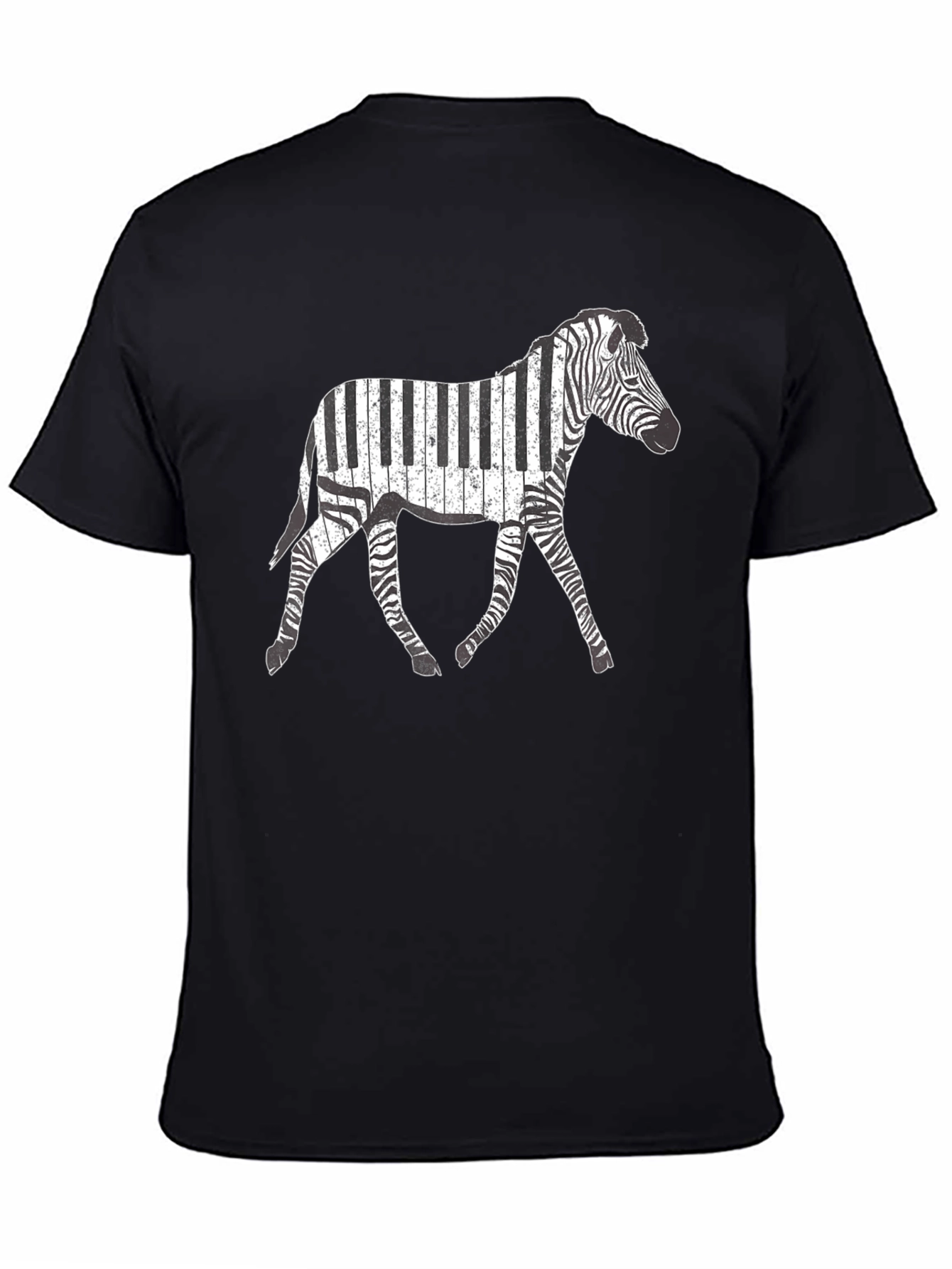 Black Zebra Piano Keys Graphic T-Shirt view 4