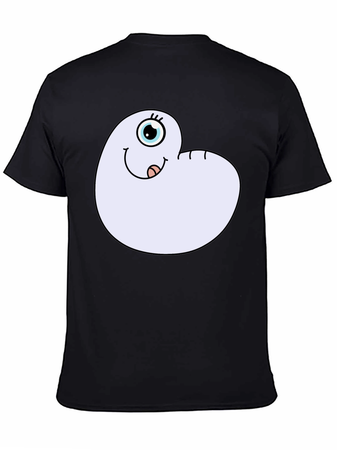 Black Cartoon Worm Tee - Funny Graphic T-Shirt view 4