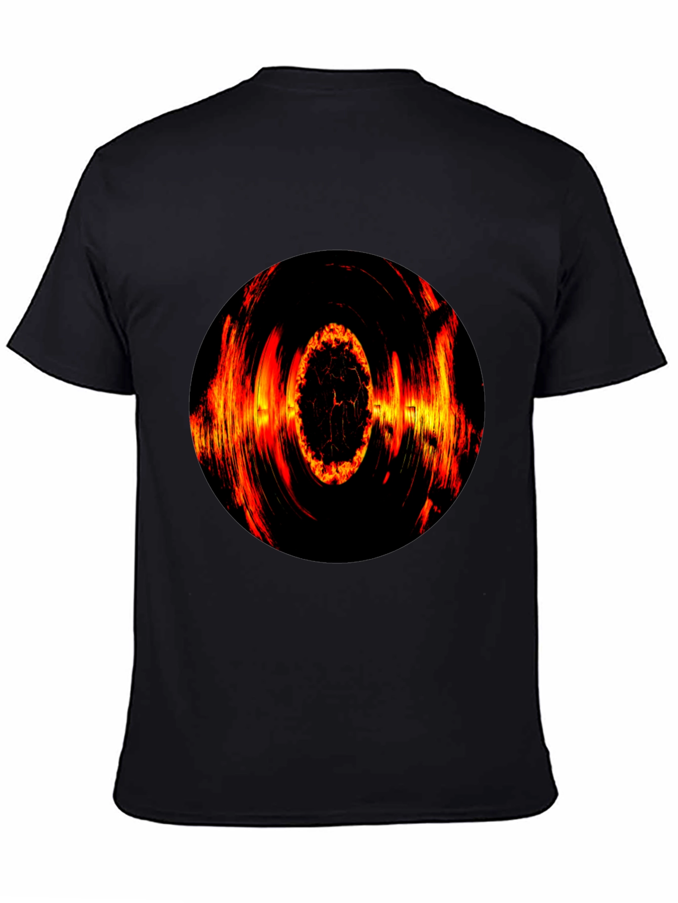 Black Fiery Vortex Graphic T-Shirt - Bold Black Tee view 4