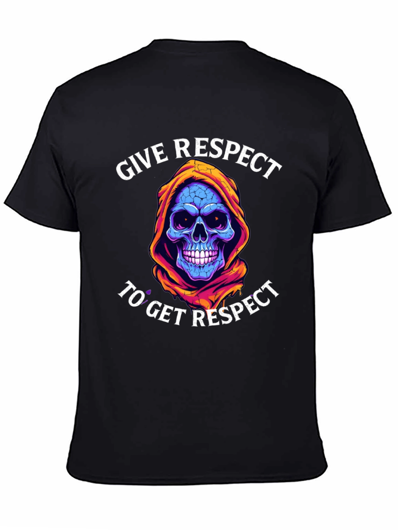 Black Give Respect T-Shirt: Skull Reaper Design view 4