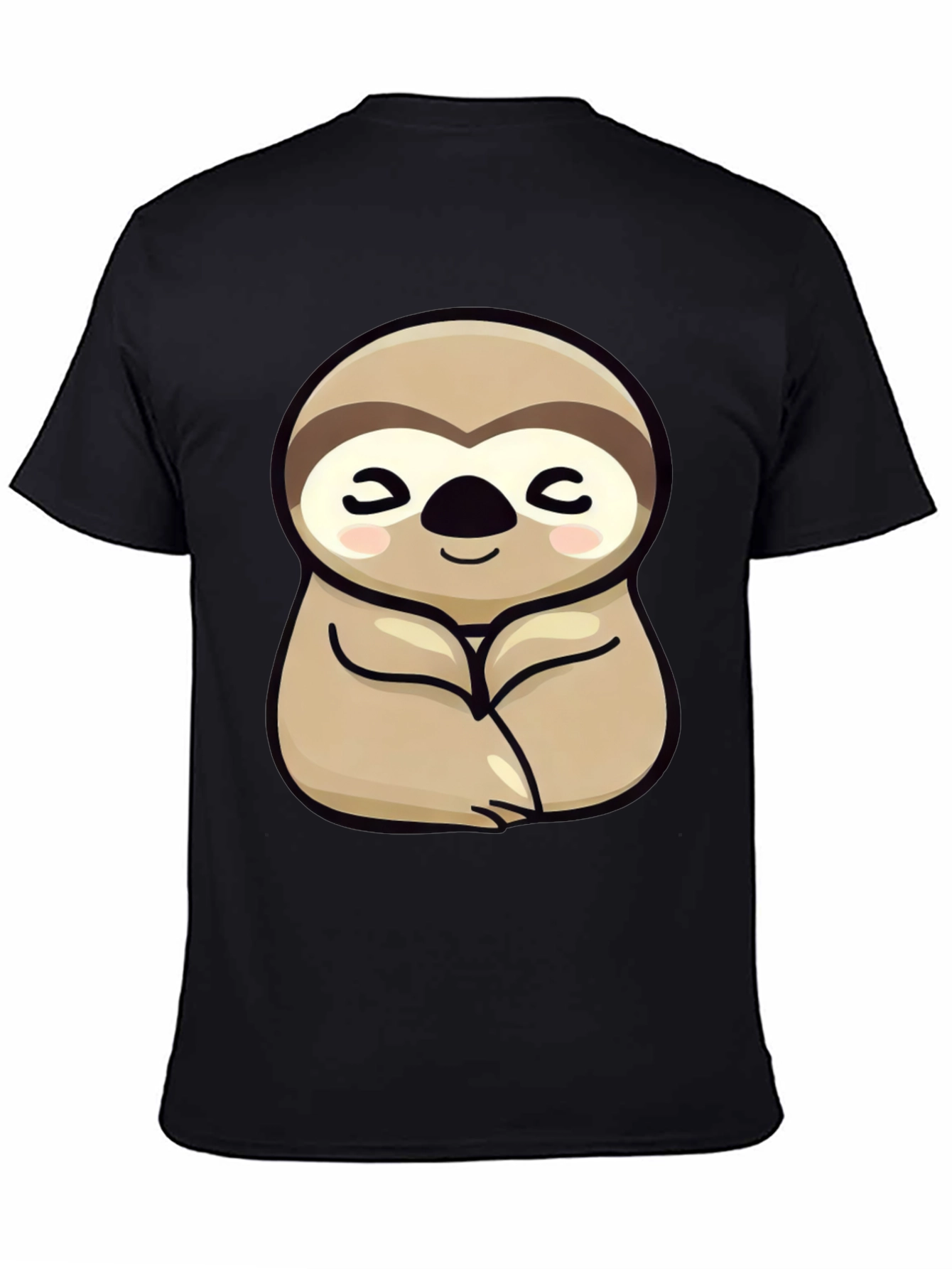 Black Cute Sloth Graphic Tee - Relaxed Fit Black T-Shirt view 4
