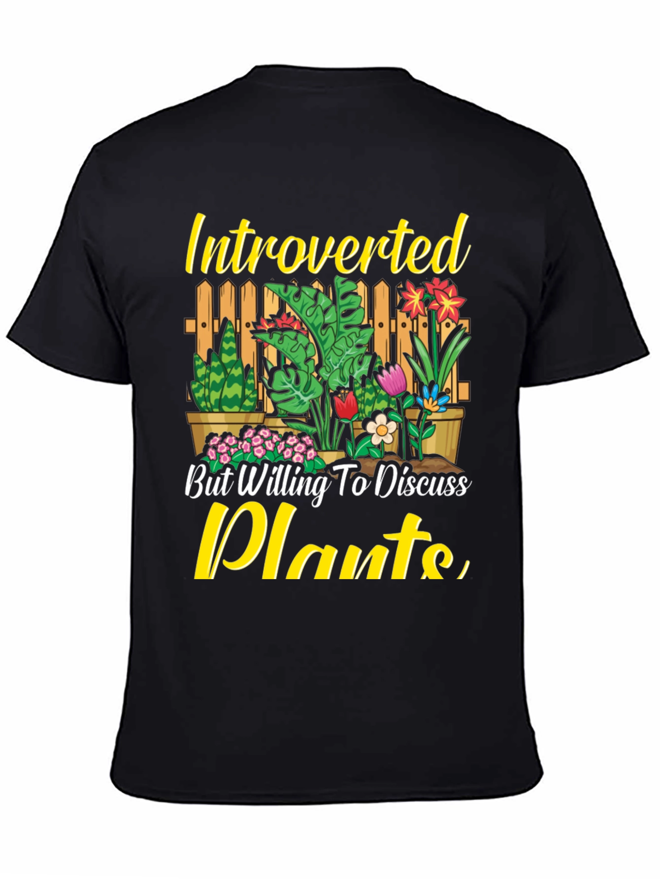 Black Introverted Plants Graphic T-Shirt view 4