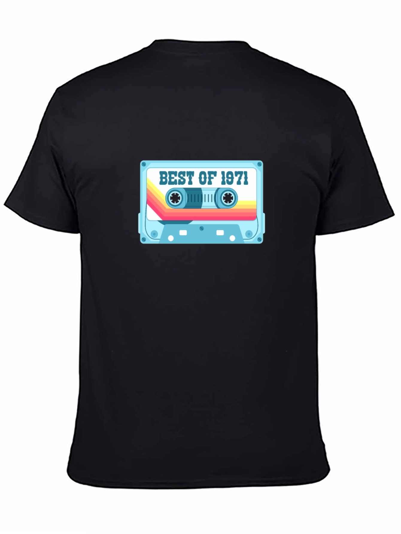 Black Best of 1971 Retro Cassette Tape Black T-Shirt view 4