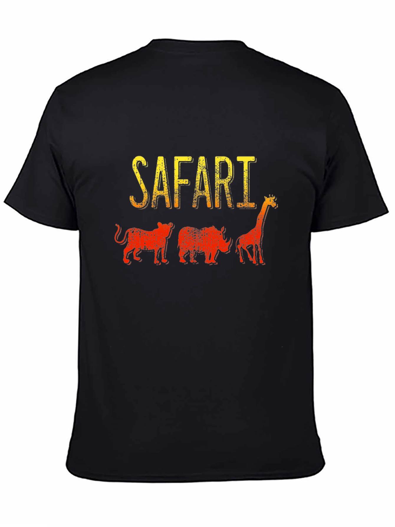 Black Safari Animals Graphic T-Shirt - Black Cotton Tee view 4