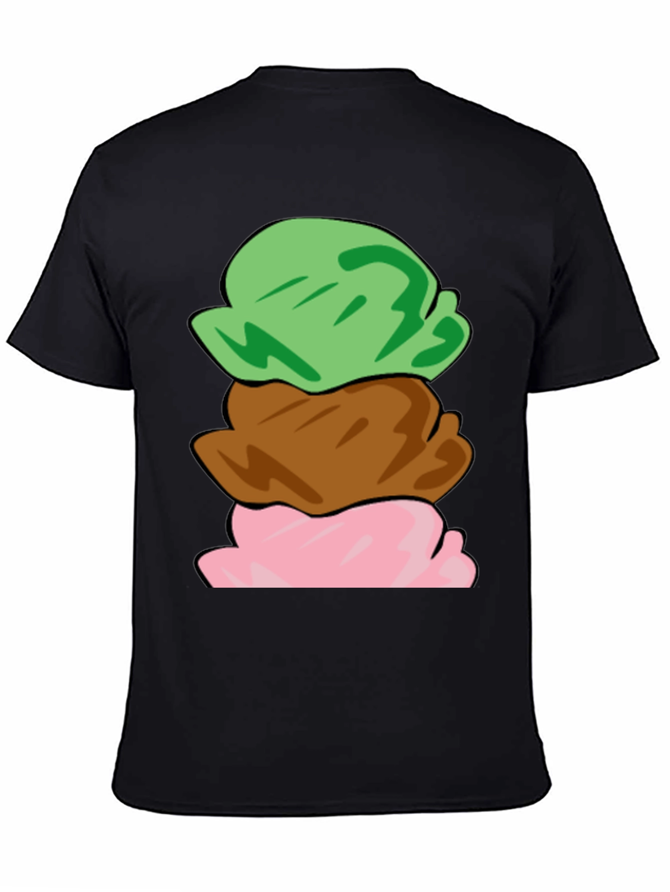 Black Ice Cream Scoop T-Shirt - Black Cotton Tee view 4