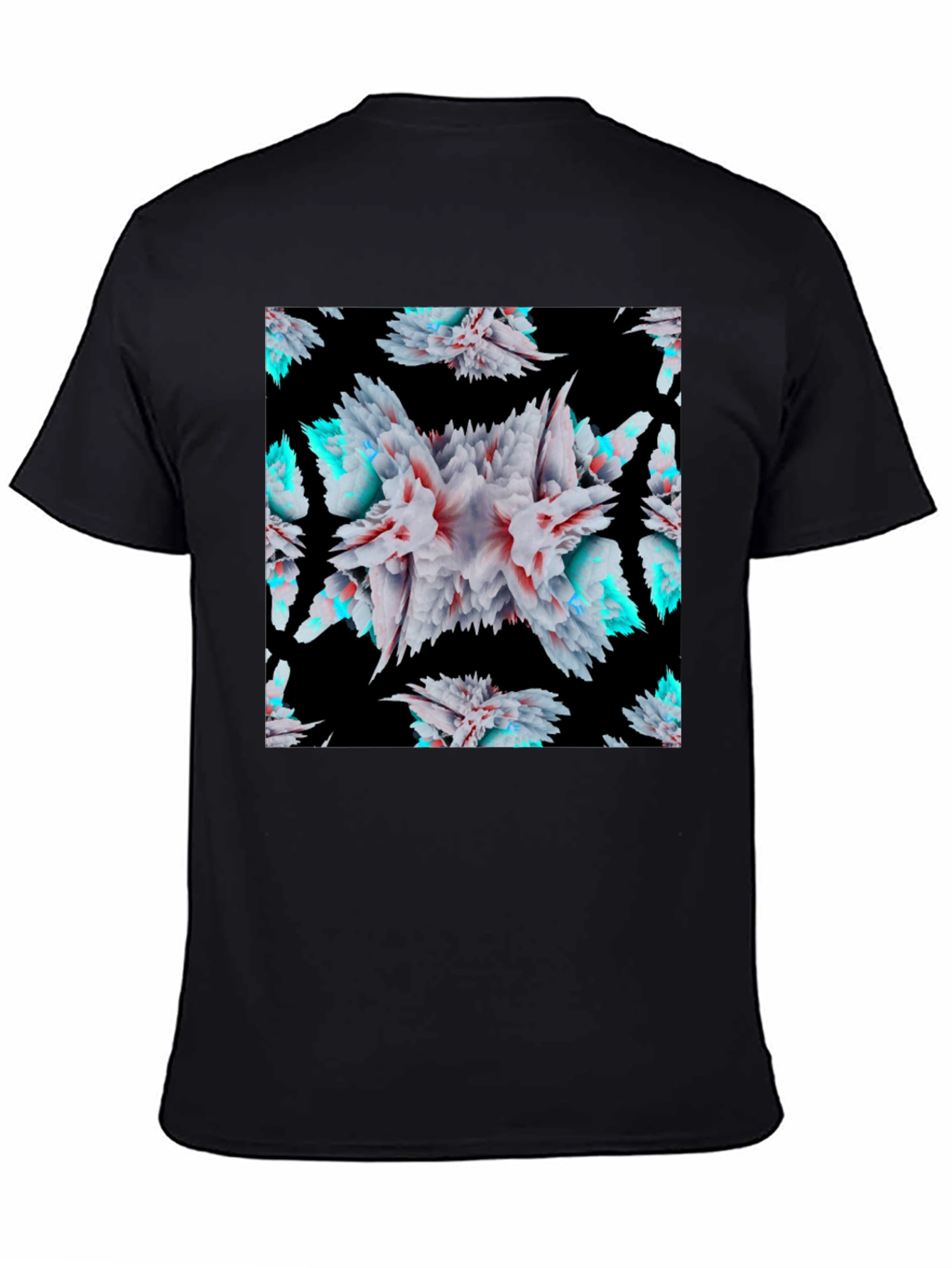 Black Abstract Floral Burst Black T-Shirt view 4