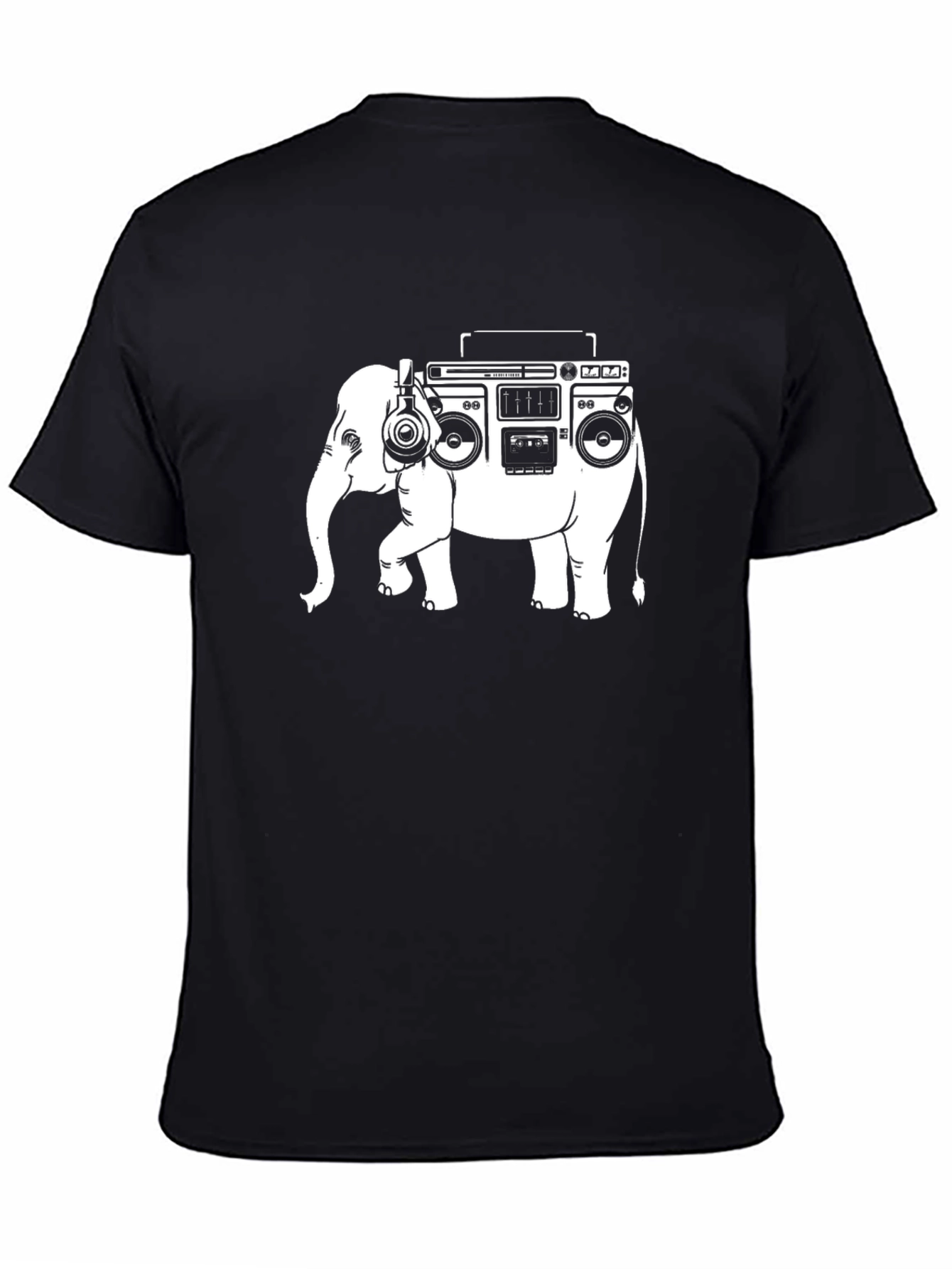 Black Elephant Boombox Graphic Tee - Unique Music Lover Shirt view 4
