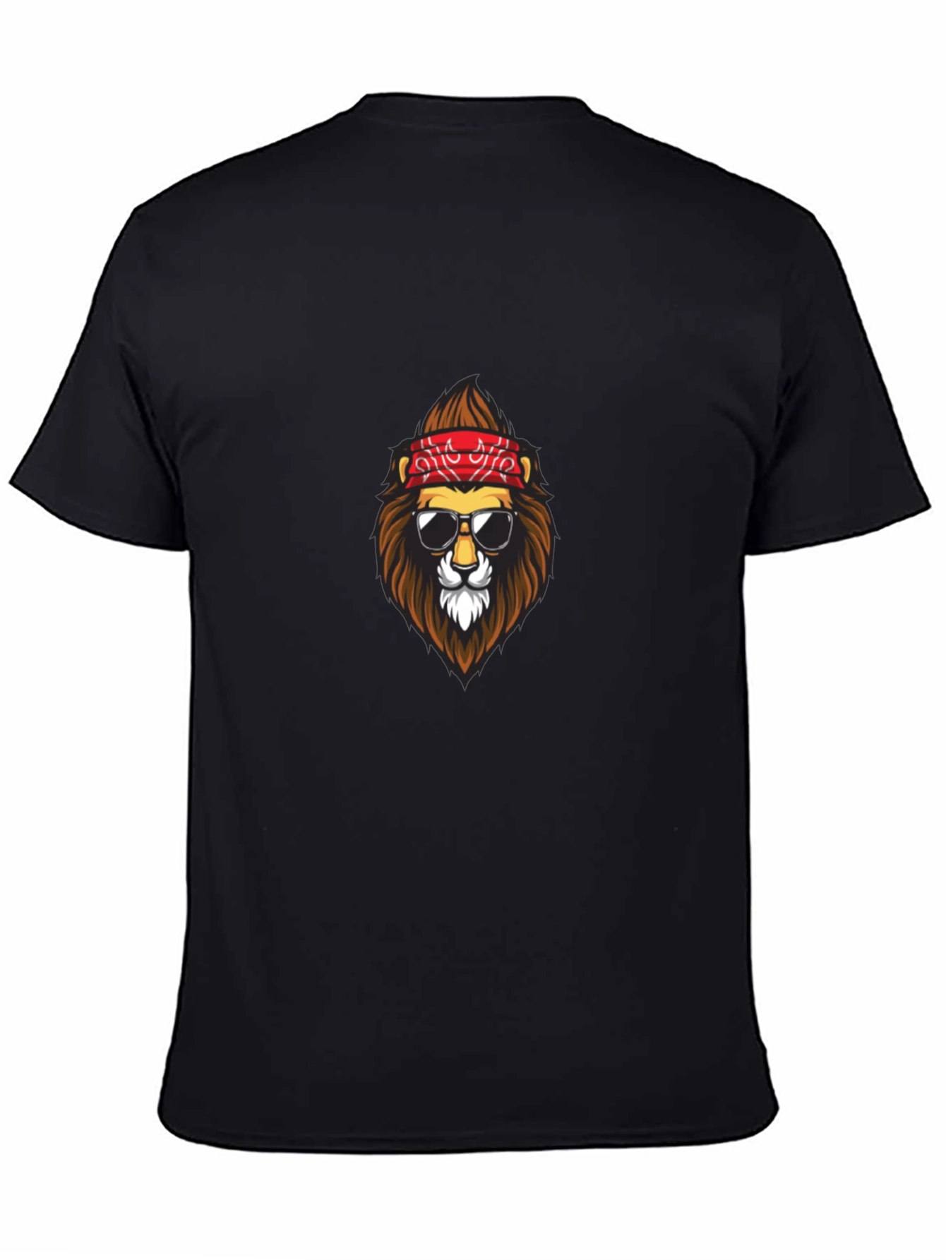 Black Cool Lion Graphic Tee - Black Crew Neck T-Shirt view 4