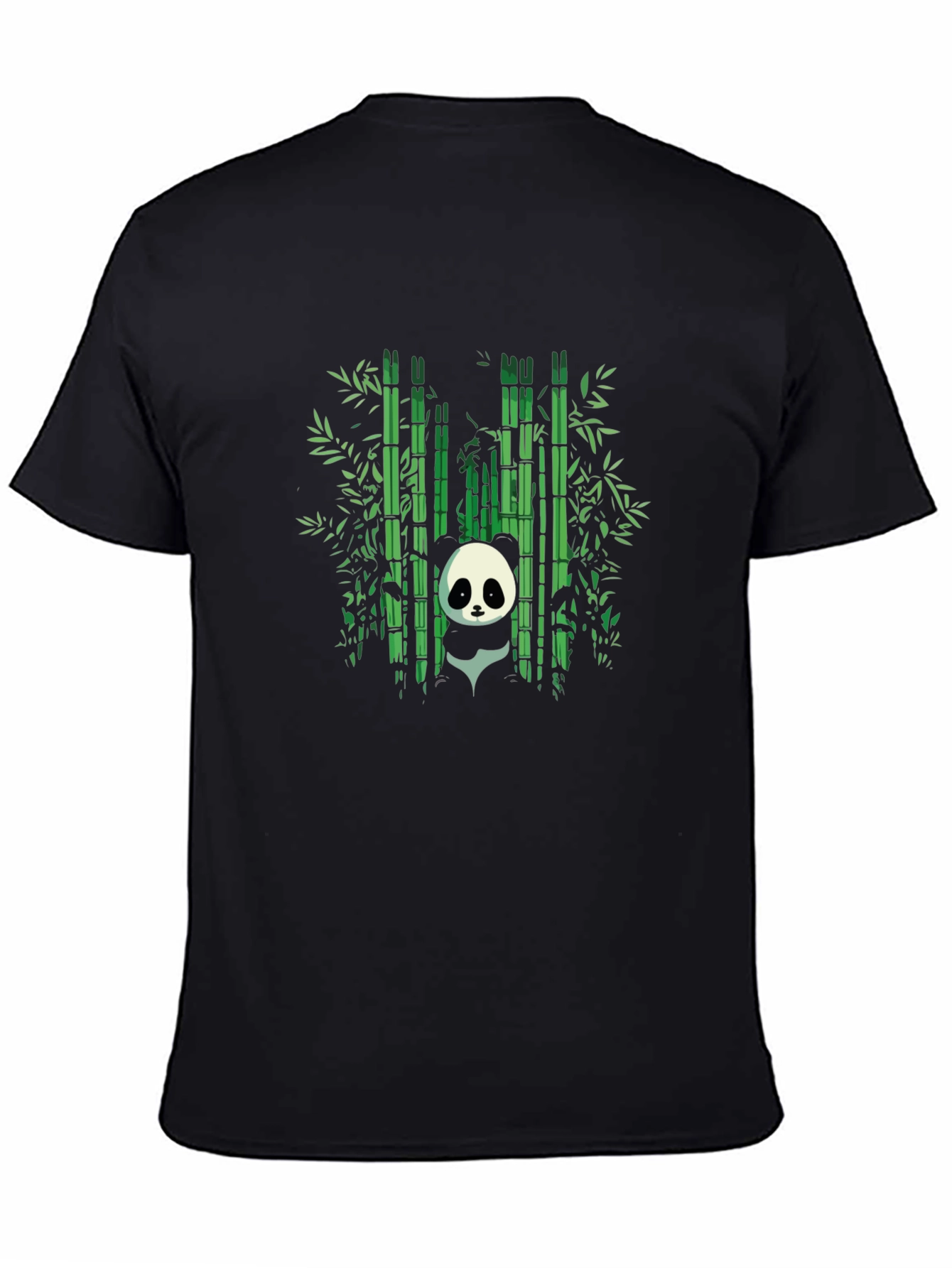 Black Panda Bamboo Forest Graphic Black T-Shirt view 4