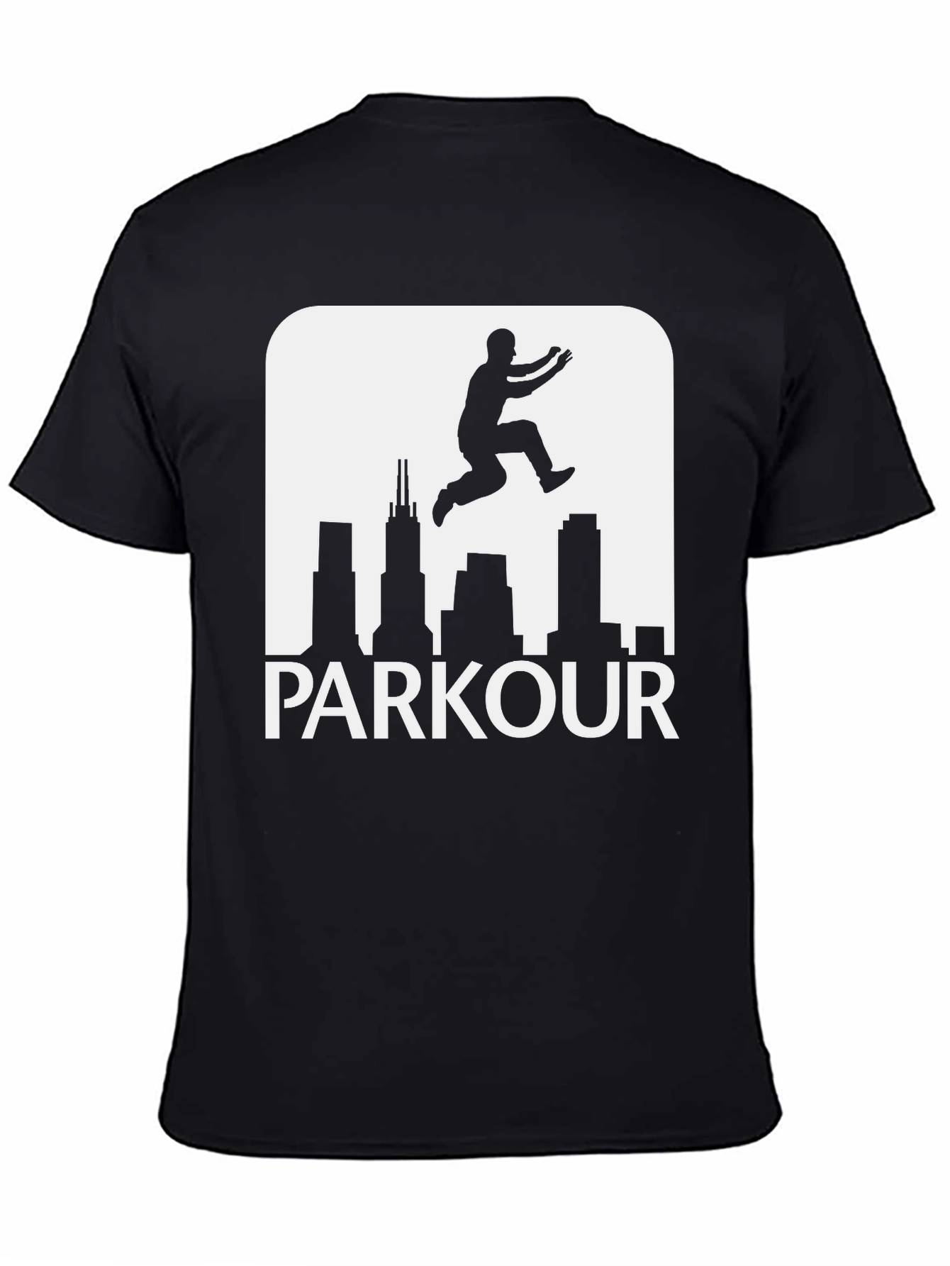 Black Parkour Chicago Skyline Black T-Shirt view 4