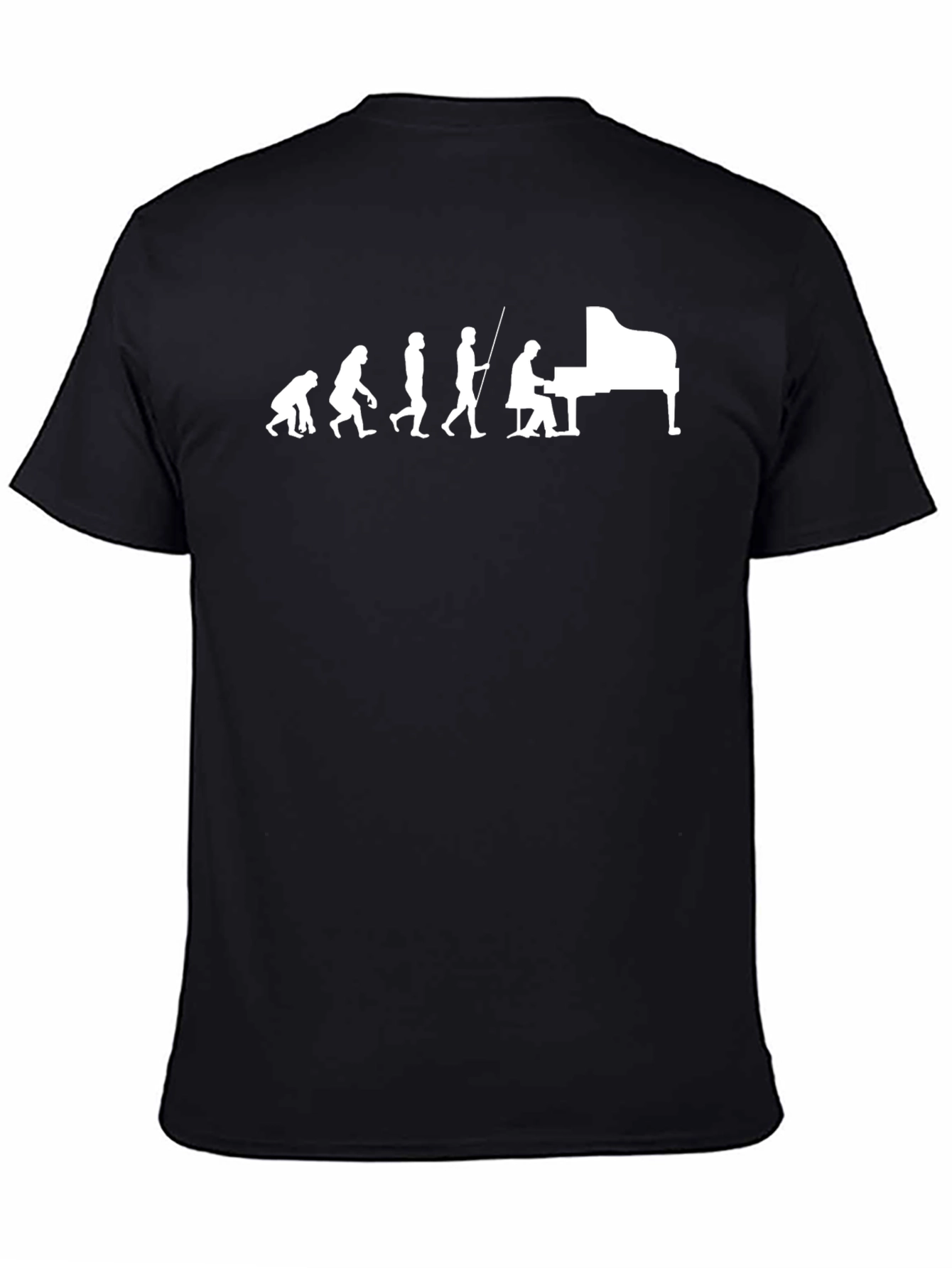Black Evolution of Piano Player T-Shirt - Funny Music Tee view 4