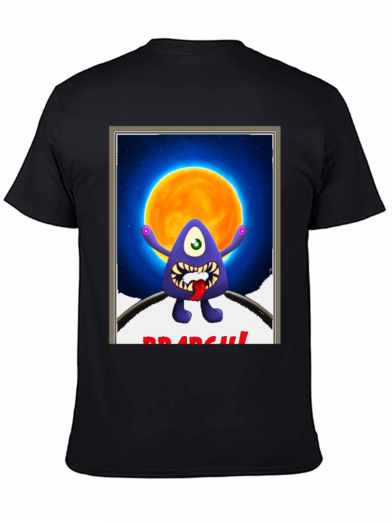 Black Monster Graphic T-Shirt - One Eye, Funny, Dark view 4