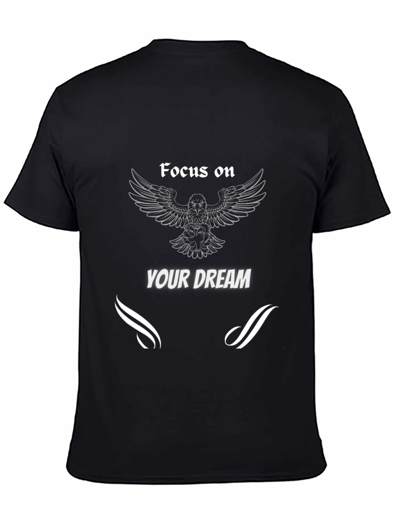 Black Focus On Your Dream T-Shirt - Motivational Eagle Design view 4