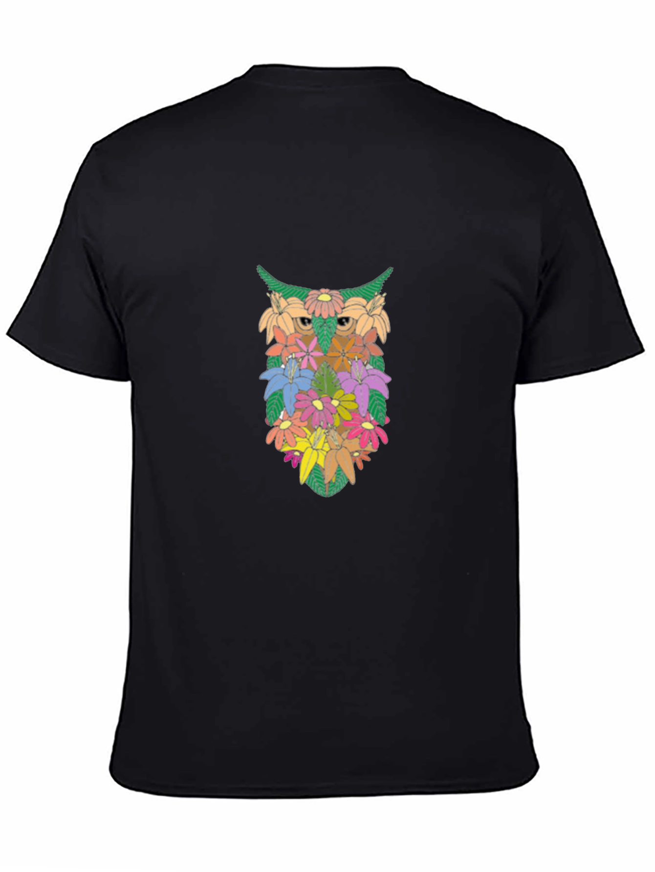 Black Floral Owl Graphic Tee - Unique Design view 4