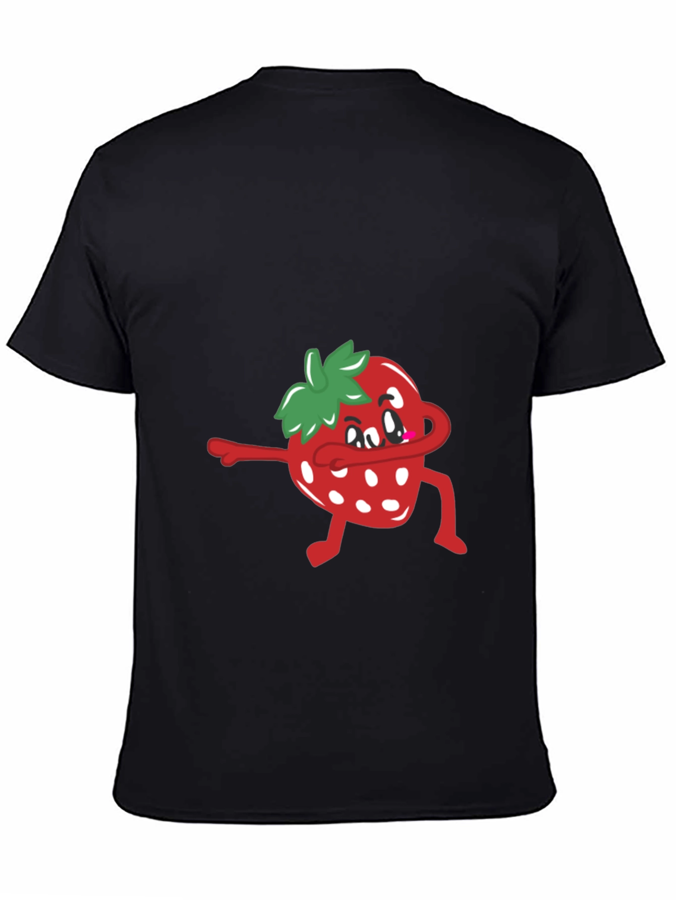 Black Dabbing Strawberry T-Shirt - Funny Fruit Tee view 4