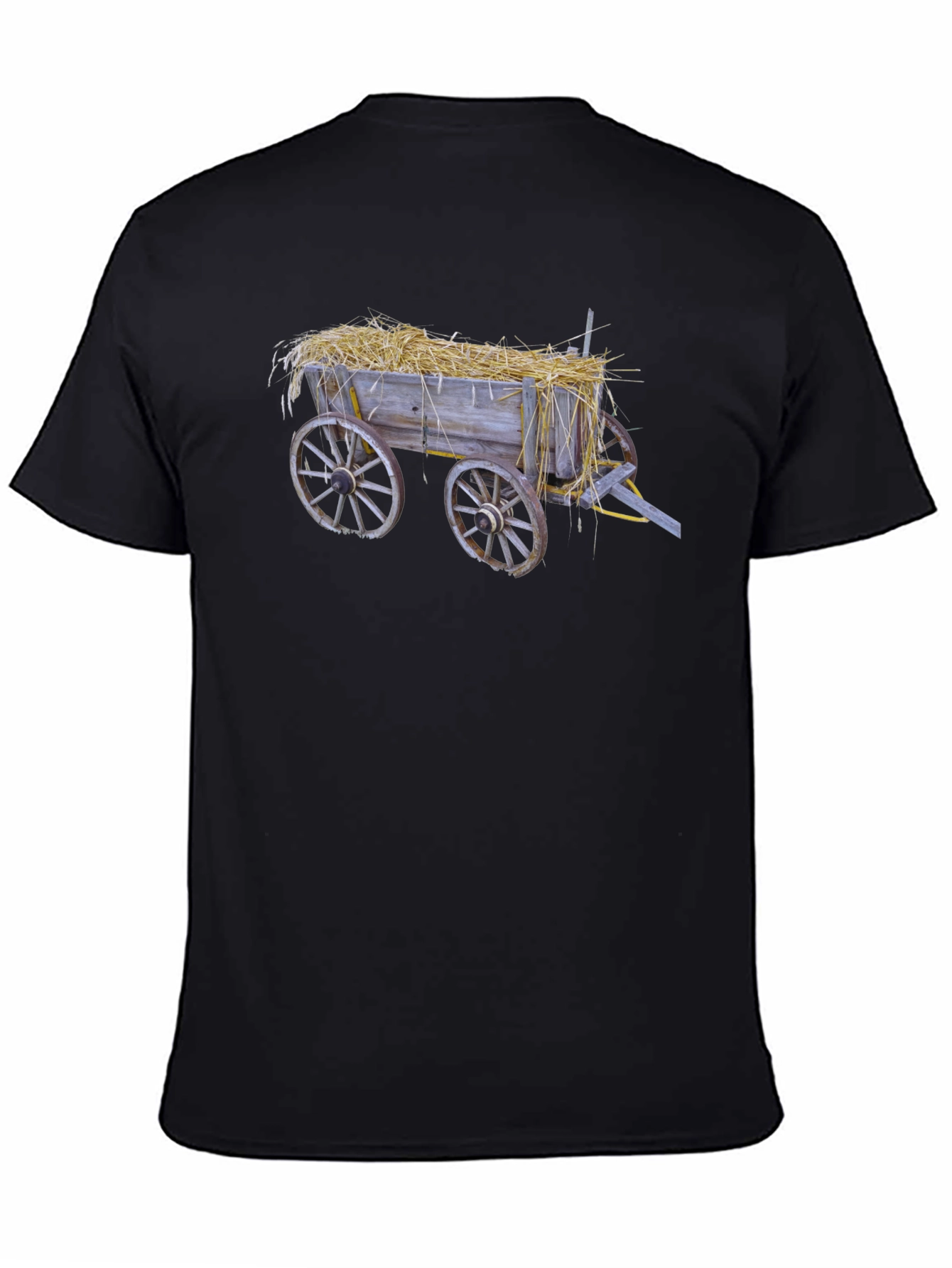 Black Hay Cart Graphic Tee - Black Cotton T-Shirt view 4