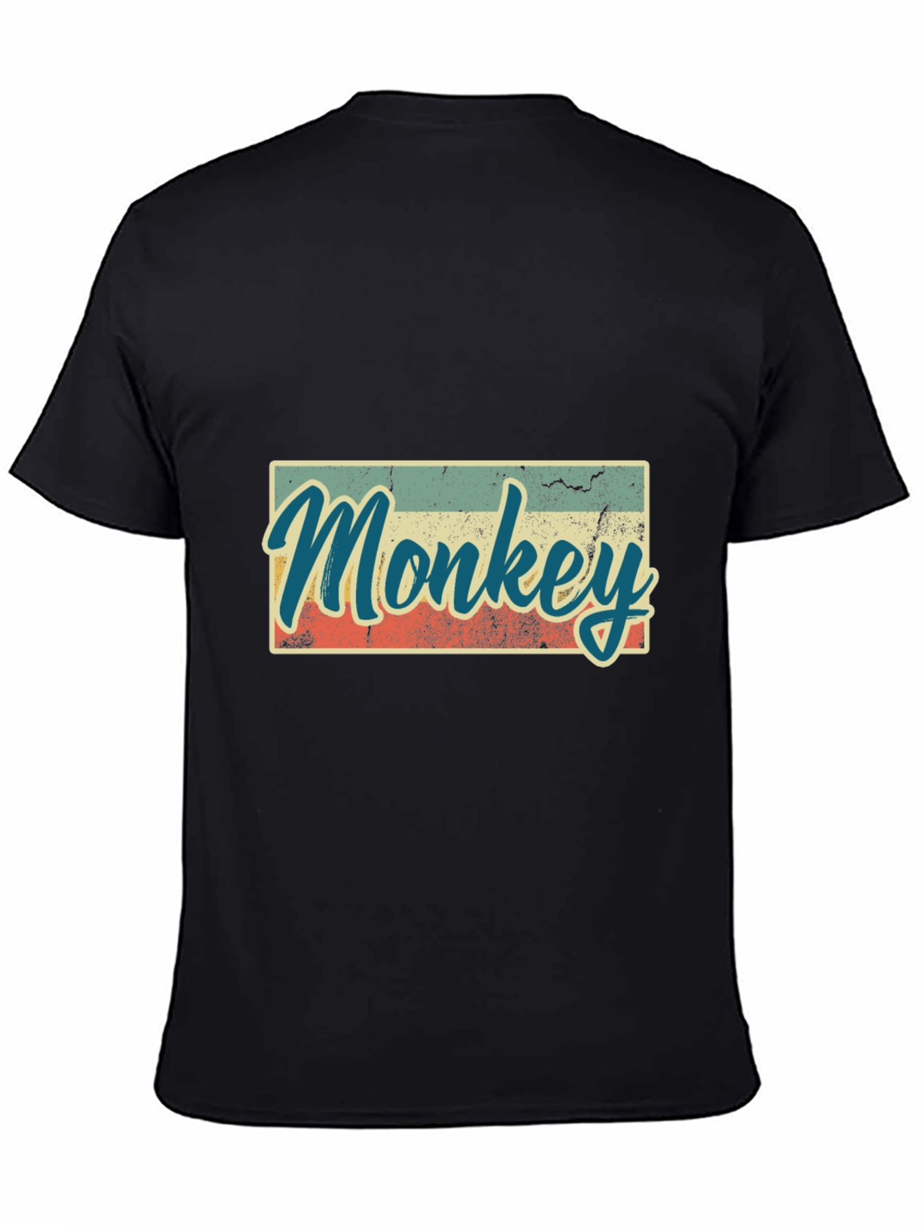 Black Retro Monkey Graphic T-Shirt - Casual Tee view 4