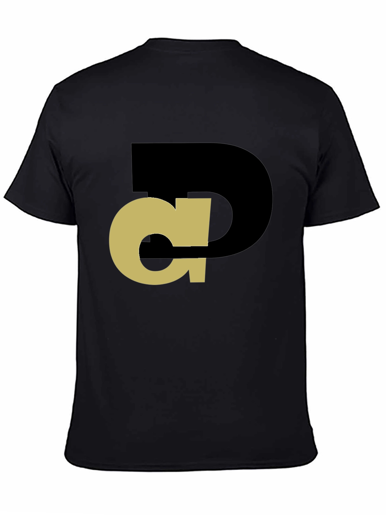 Black Abstract Initial T-Shirt - Black Tee with Gold Design view 4