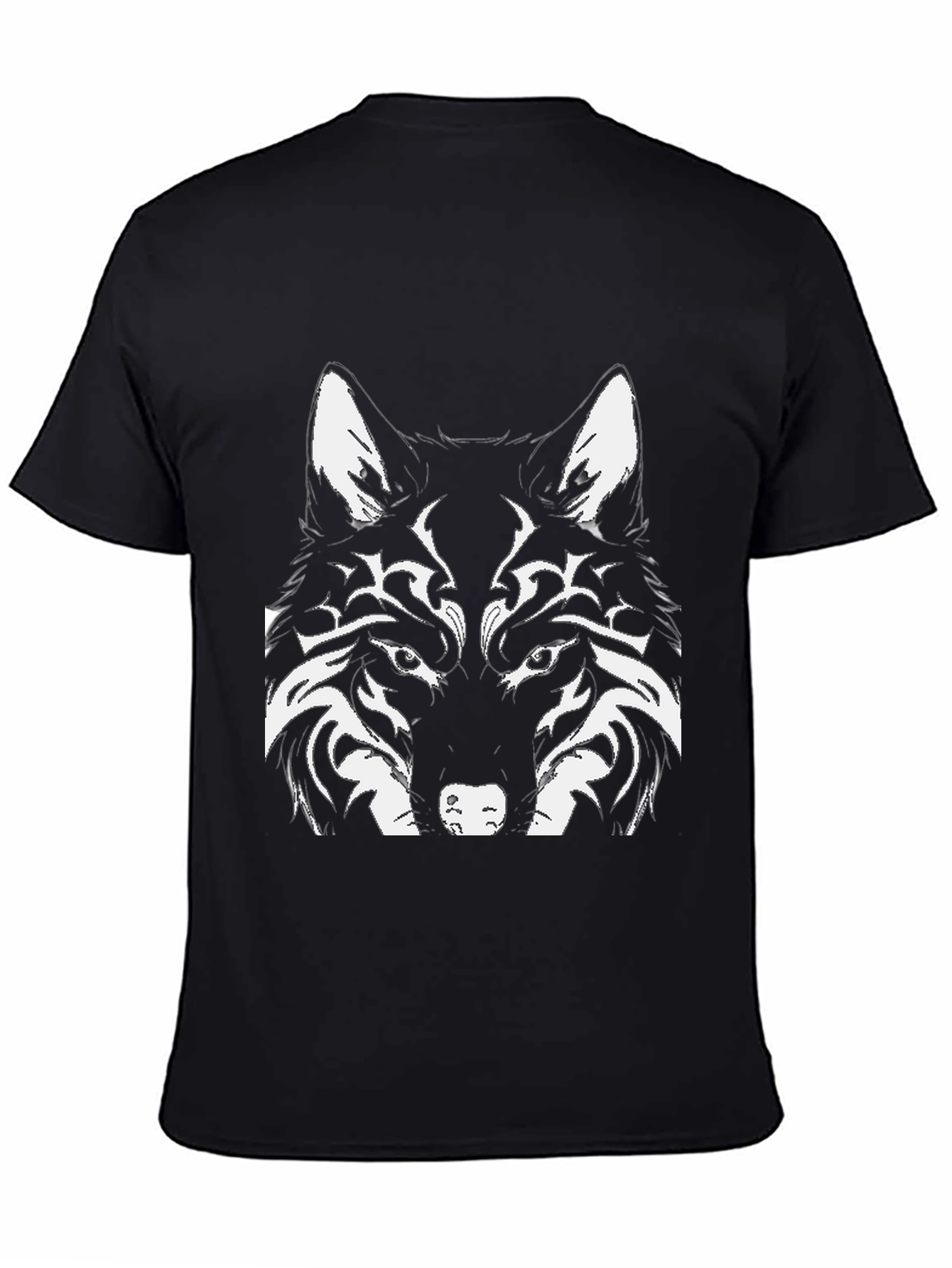 Black Wolf Graphic Print Black T-Shirt view 4