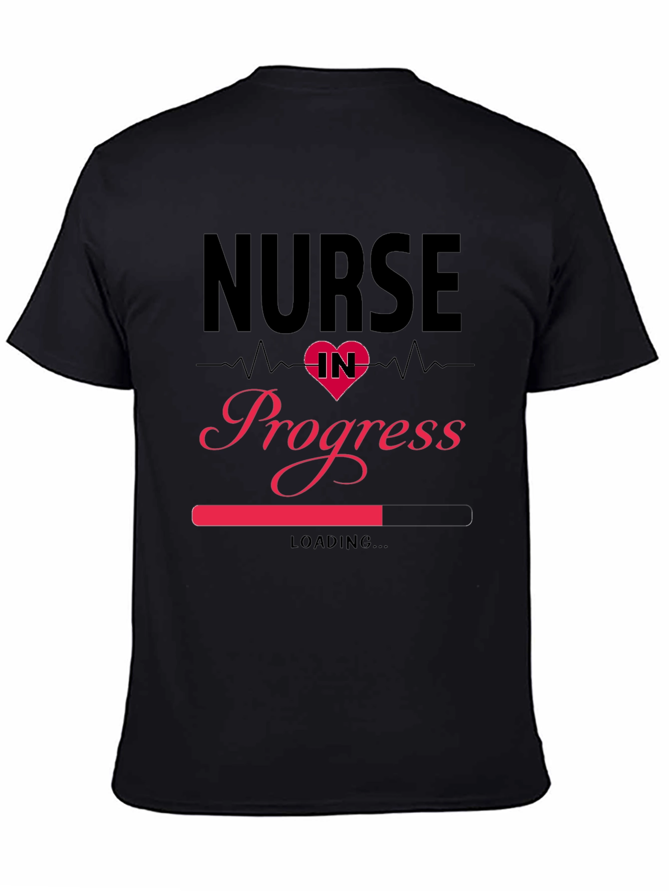 Black Nurse in Progress Loading T-Shirt view 4