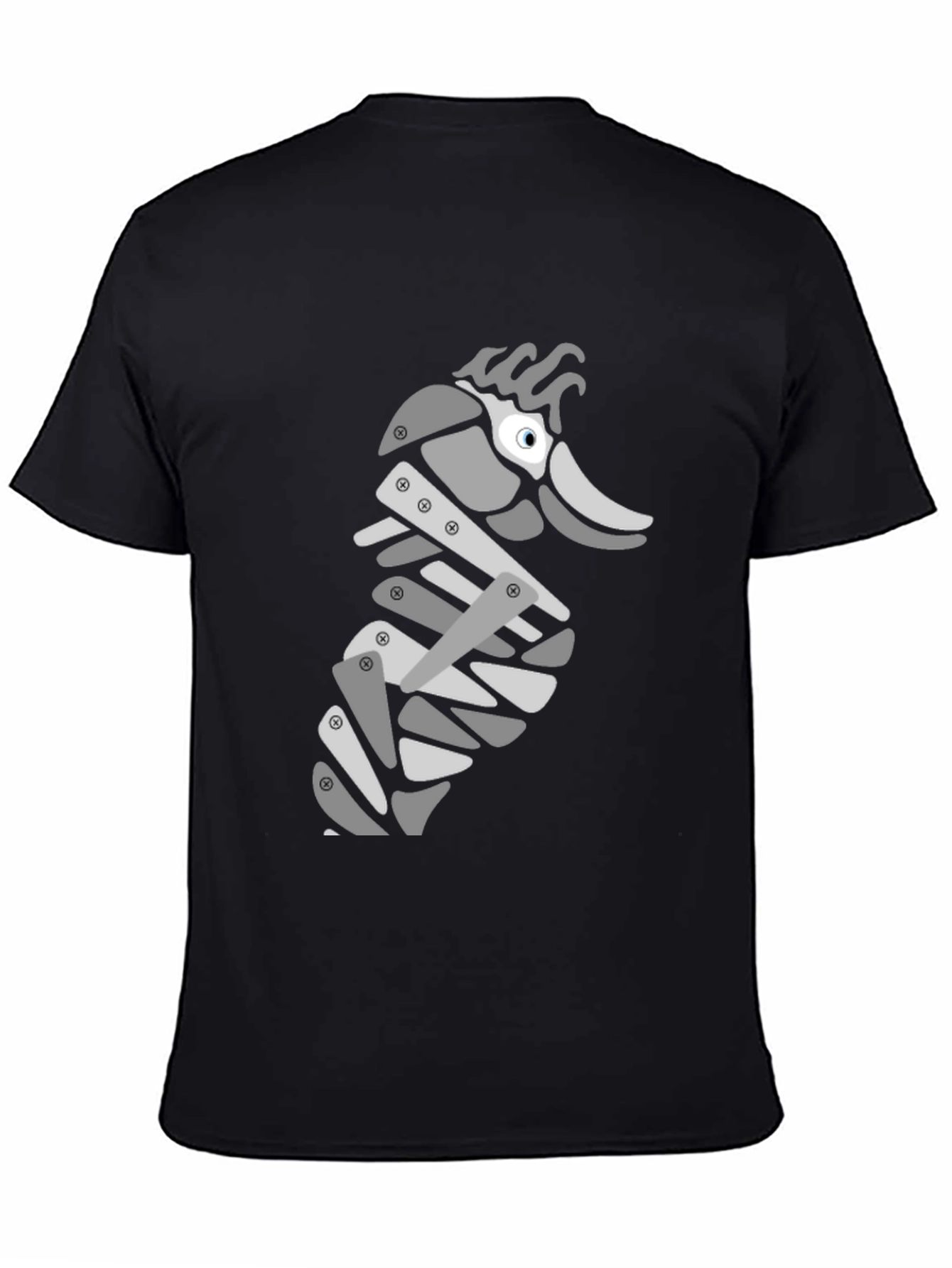 Black Modern Seahorse Graphic Tee - Black view 4