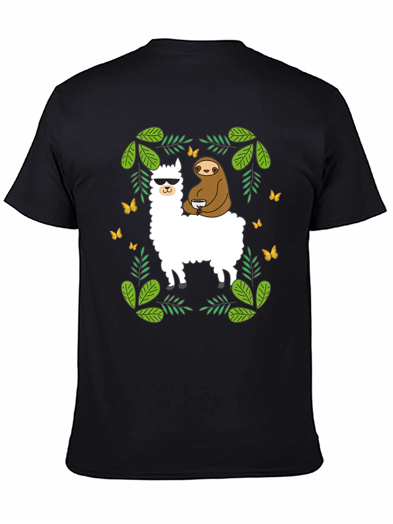 Black Llama Sloth Graphic T-Shirt - Cool & Comfy Tee view 4