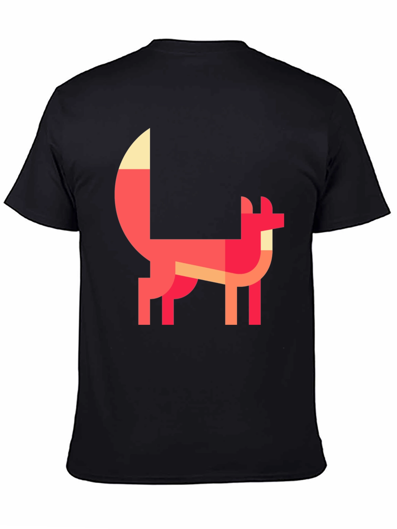 Black Geometric Fox Graphic Tee - Stylish Black T-Shirt view 4