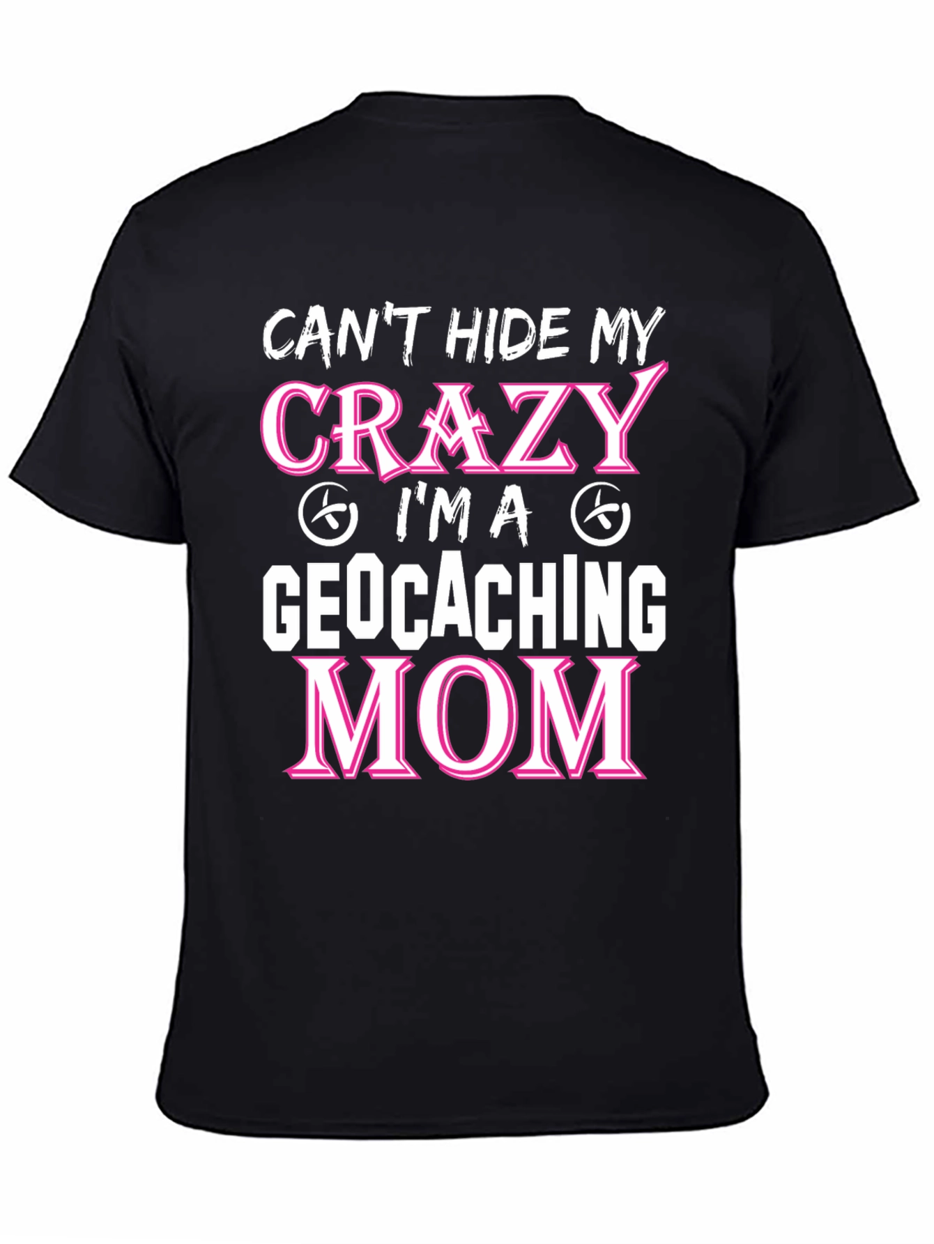 Black Crazy Geocaching Mom T-Shirt view 4