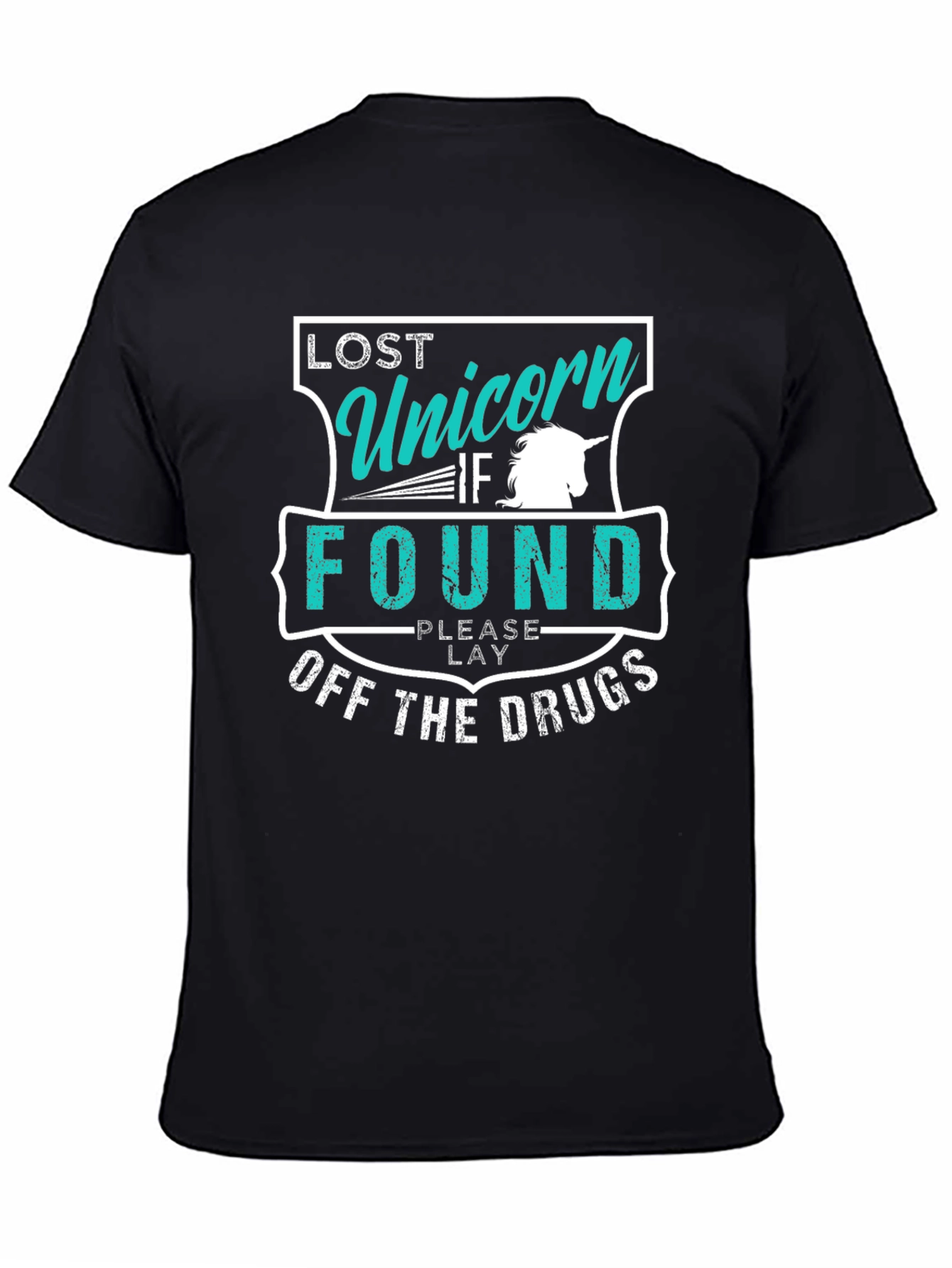 Black Lost Unicorn Humor T-Shirt view 4
