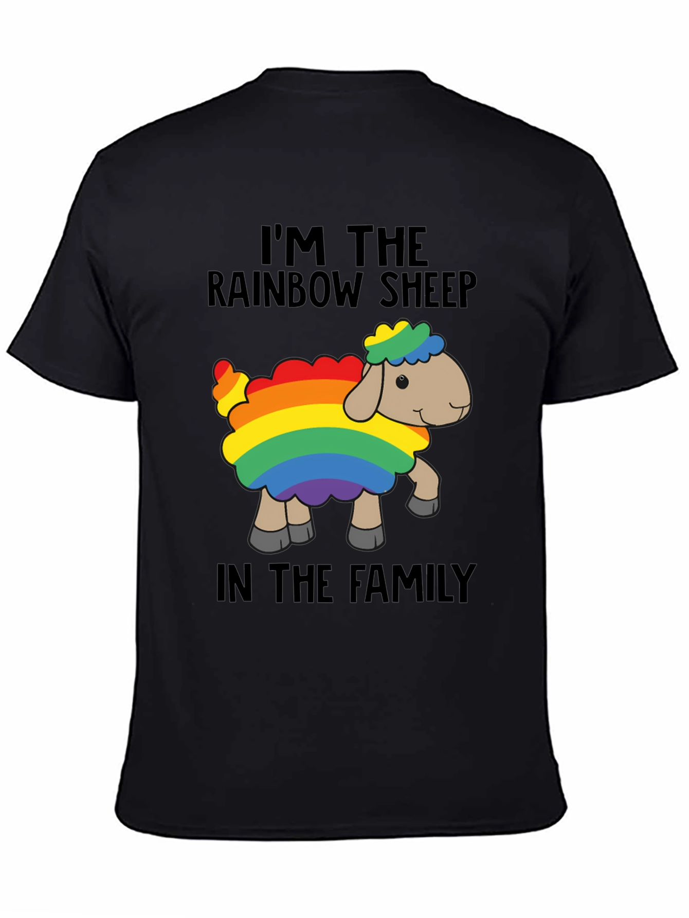 Black Rainbow Sheep T-Shirt - Pride Family Tee view 4