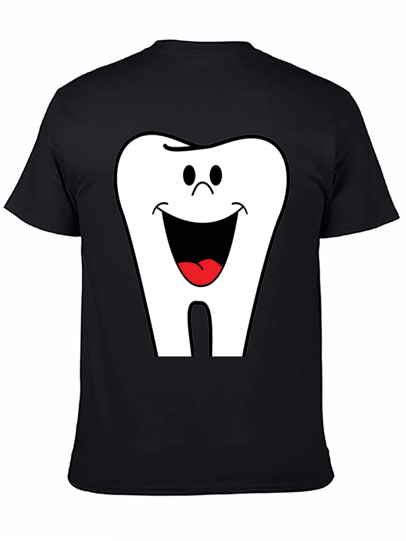Black Smiling Tooth Graphic T-Shirt - Black Cotton Tee view 4
