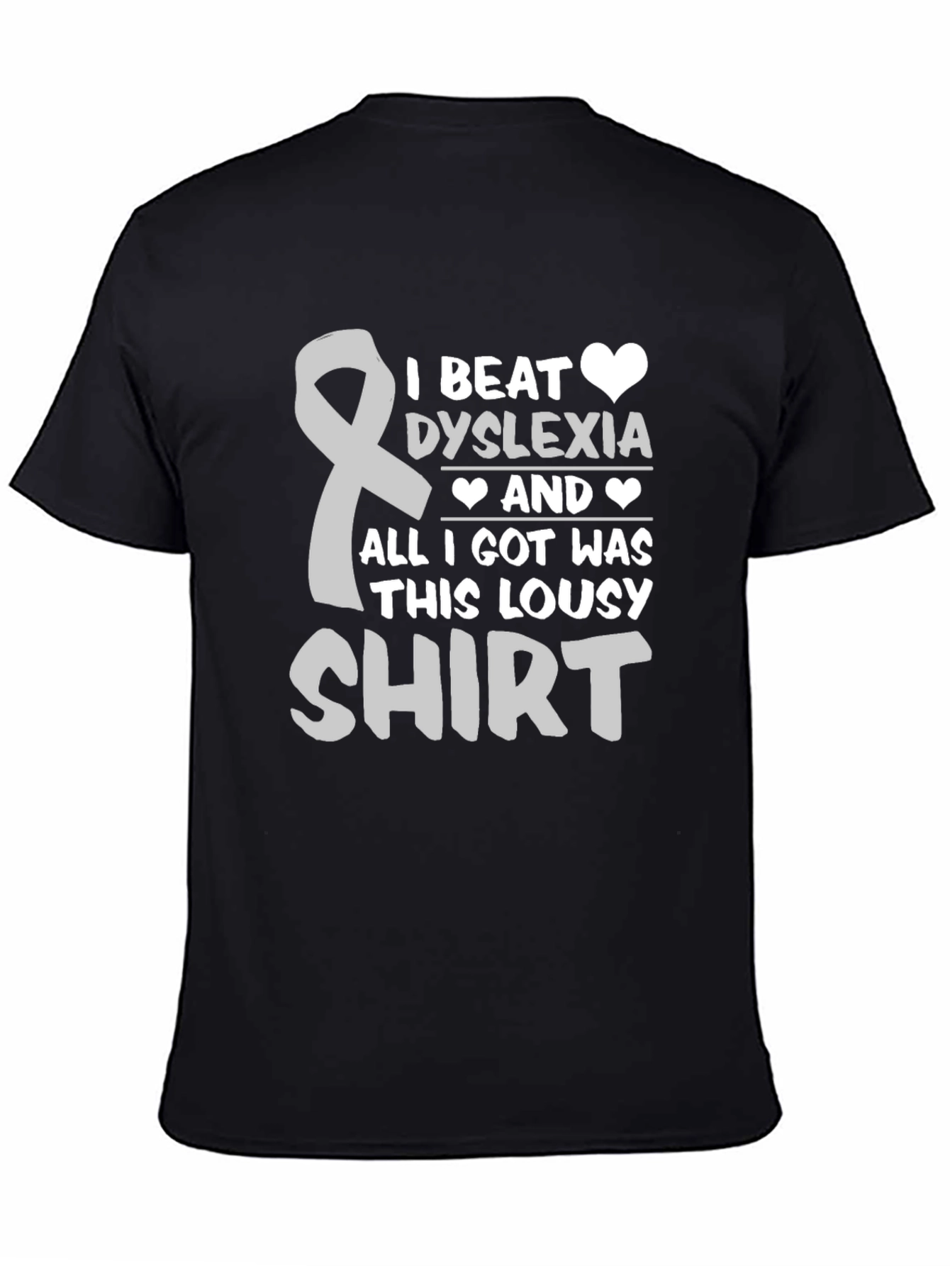 Black Dyslexia Awareness T-Shirt - I Beat Dyslexia Lousy Shirt view 4