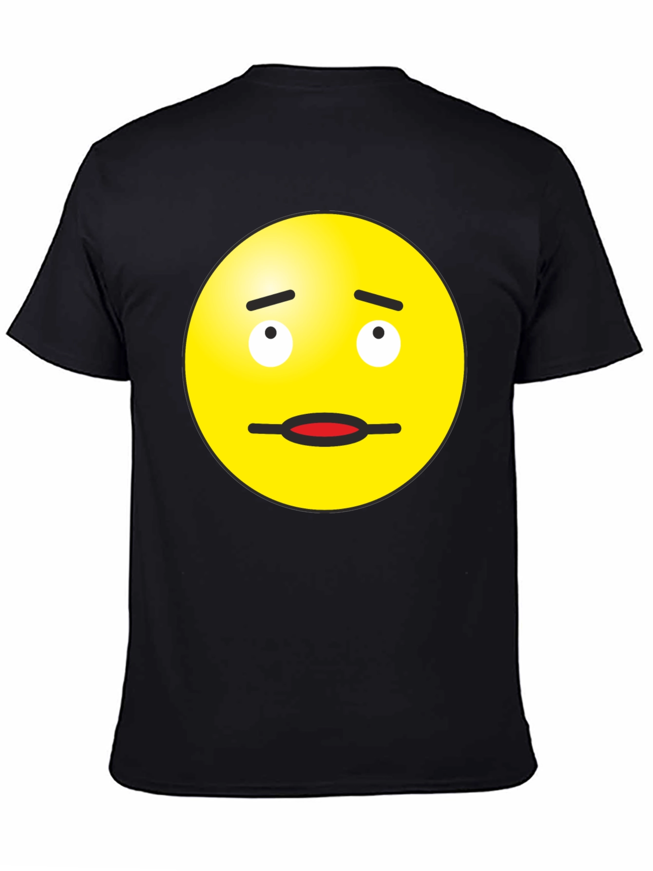 Black Doubtful Emoji Graphic Tee - Black Cotton Blend view 4