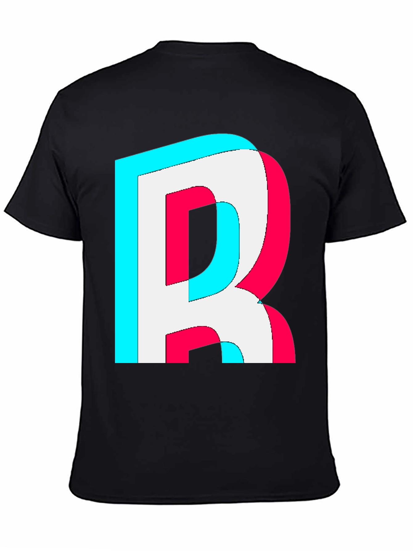 Black Letter "R" Graphic Tee - Trendy 3D Effect view 4