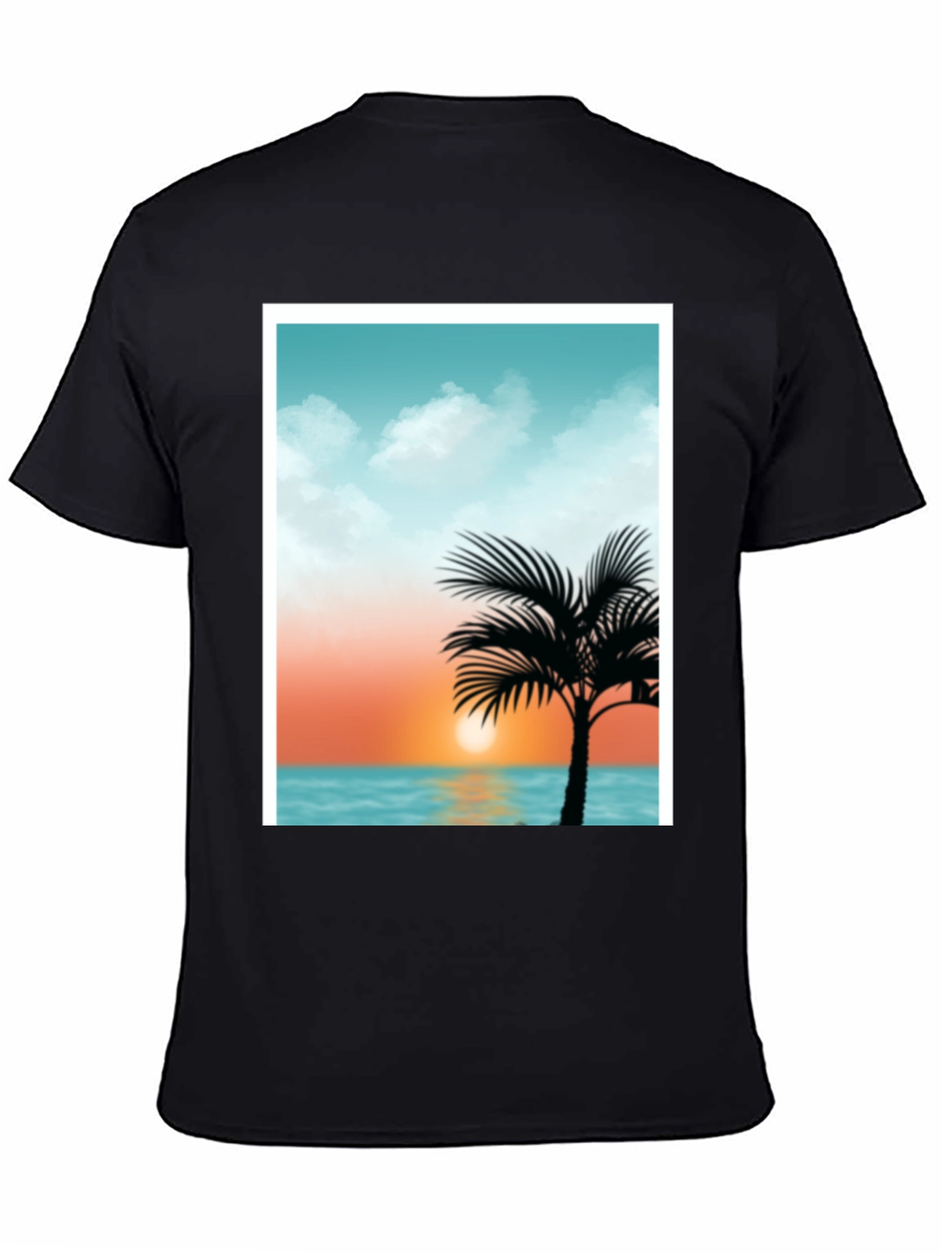 Black Sunset Palm Tee - Tropical Graphic T-Shirt view 4