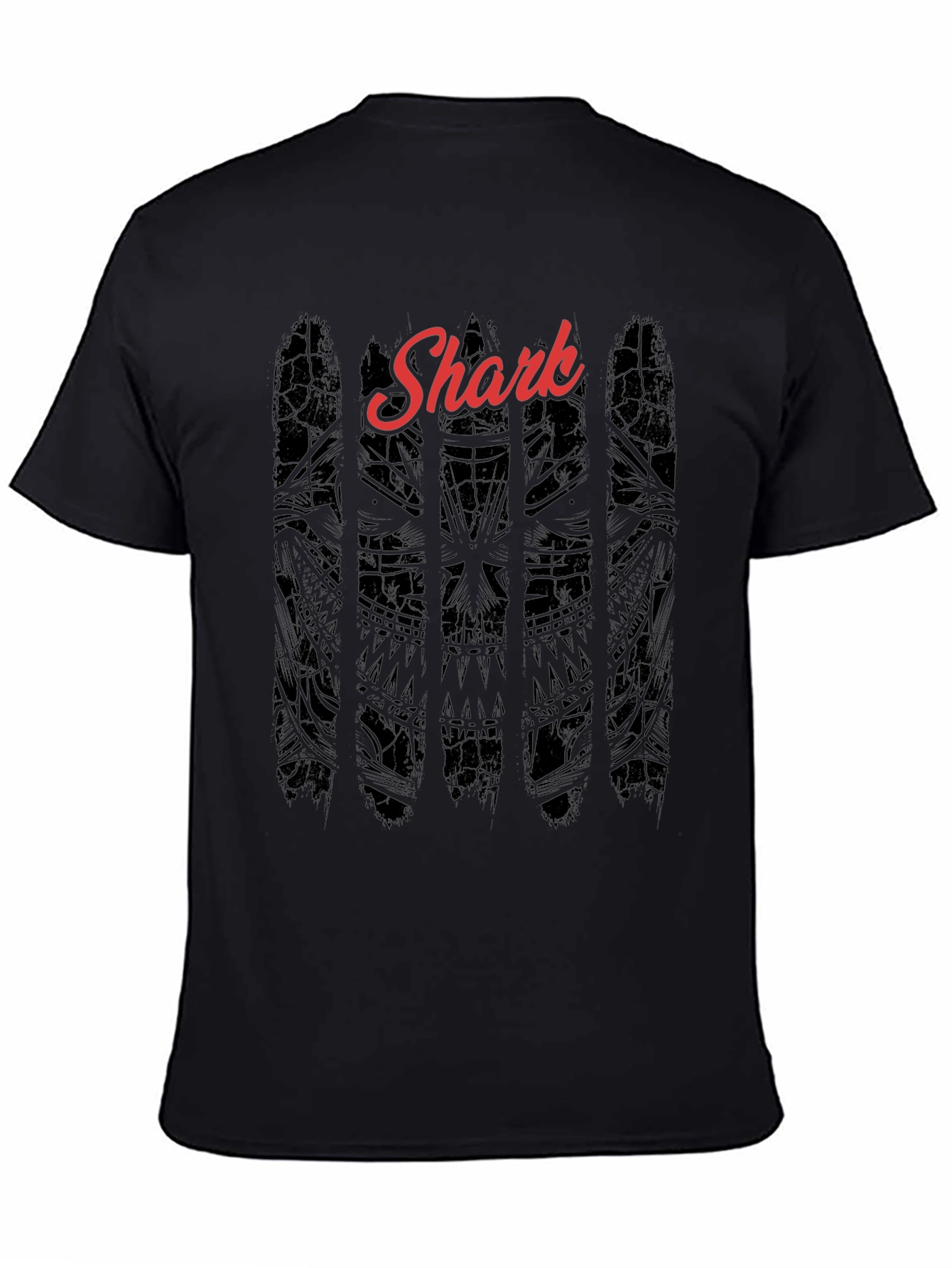 Black Shark Graphic Print Men's T-Shirt - Black Crew Neck Tee view 4