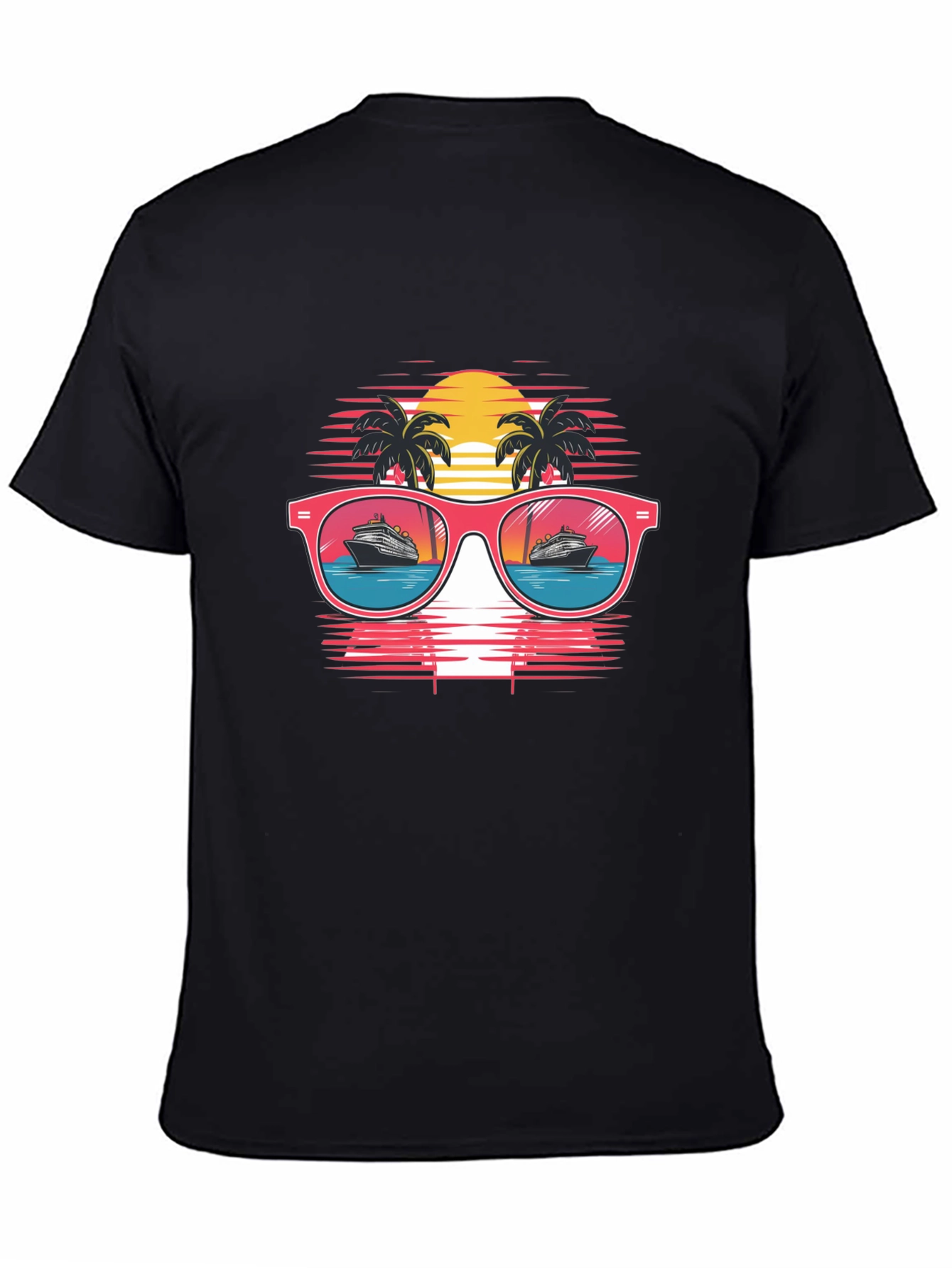 Black Retro Cruise Sunglasses Graphic Tee view 4