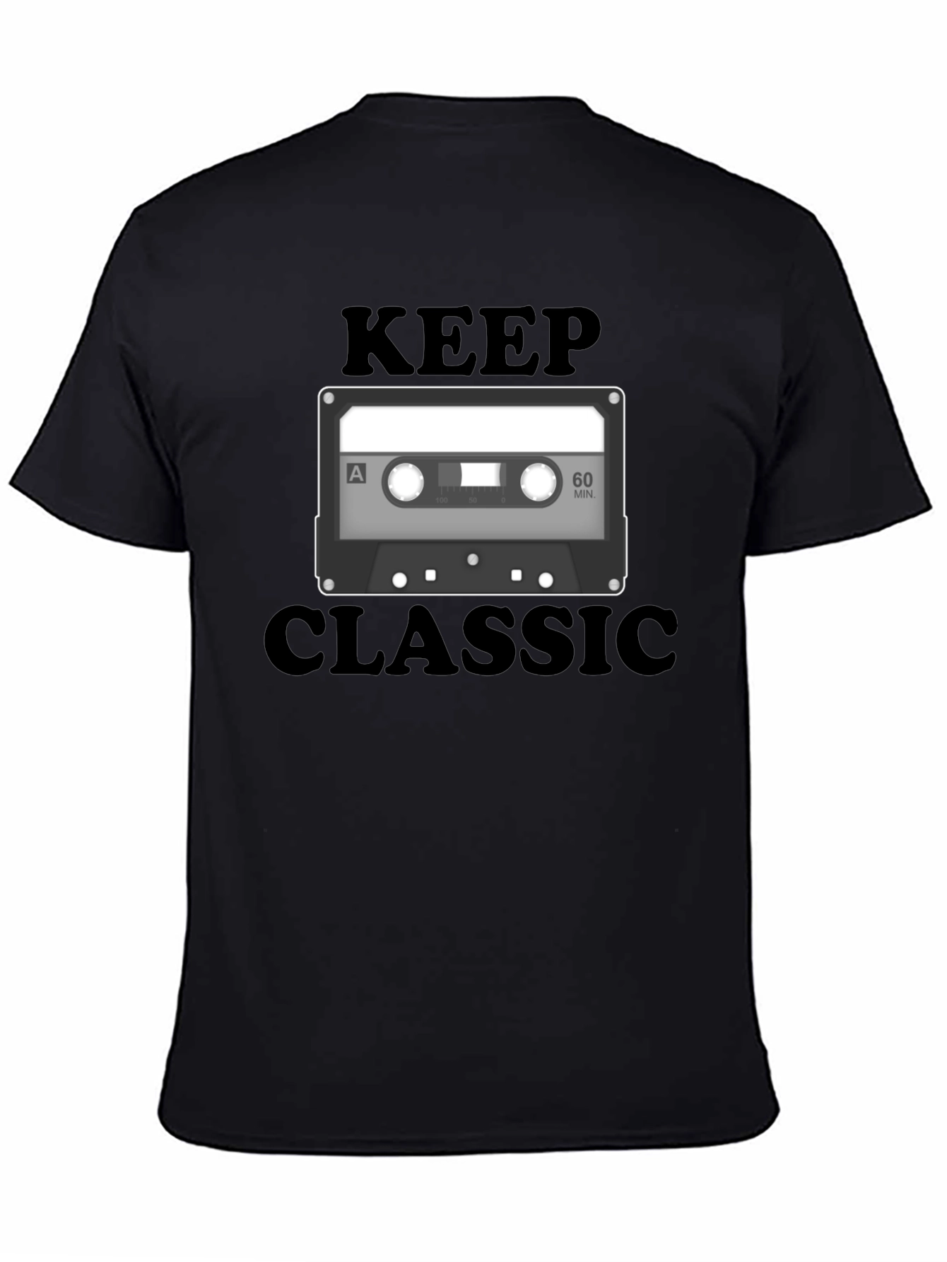Black Keep Classic Retro Cassette Tape T-Shirt view 4