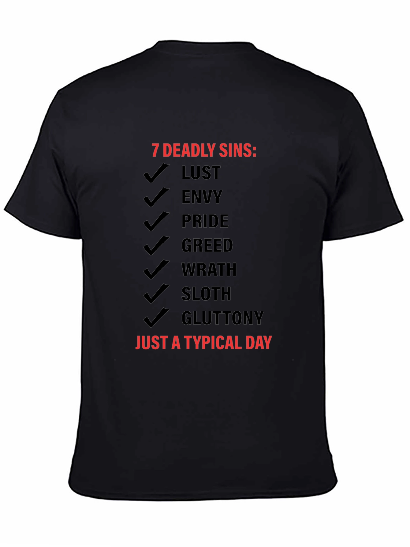 Black 7 Deadly Sins T-Shirt - Typical Day view 4